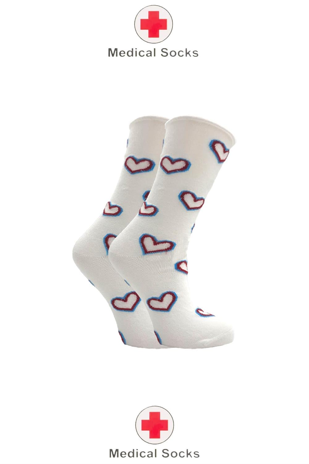 Image of Șosete diabetice pentru femei, șosete până la gleznă cu model din bumbac, fără strângere, multicolore, pachet de 4