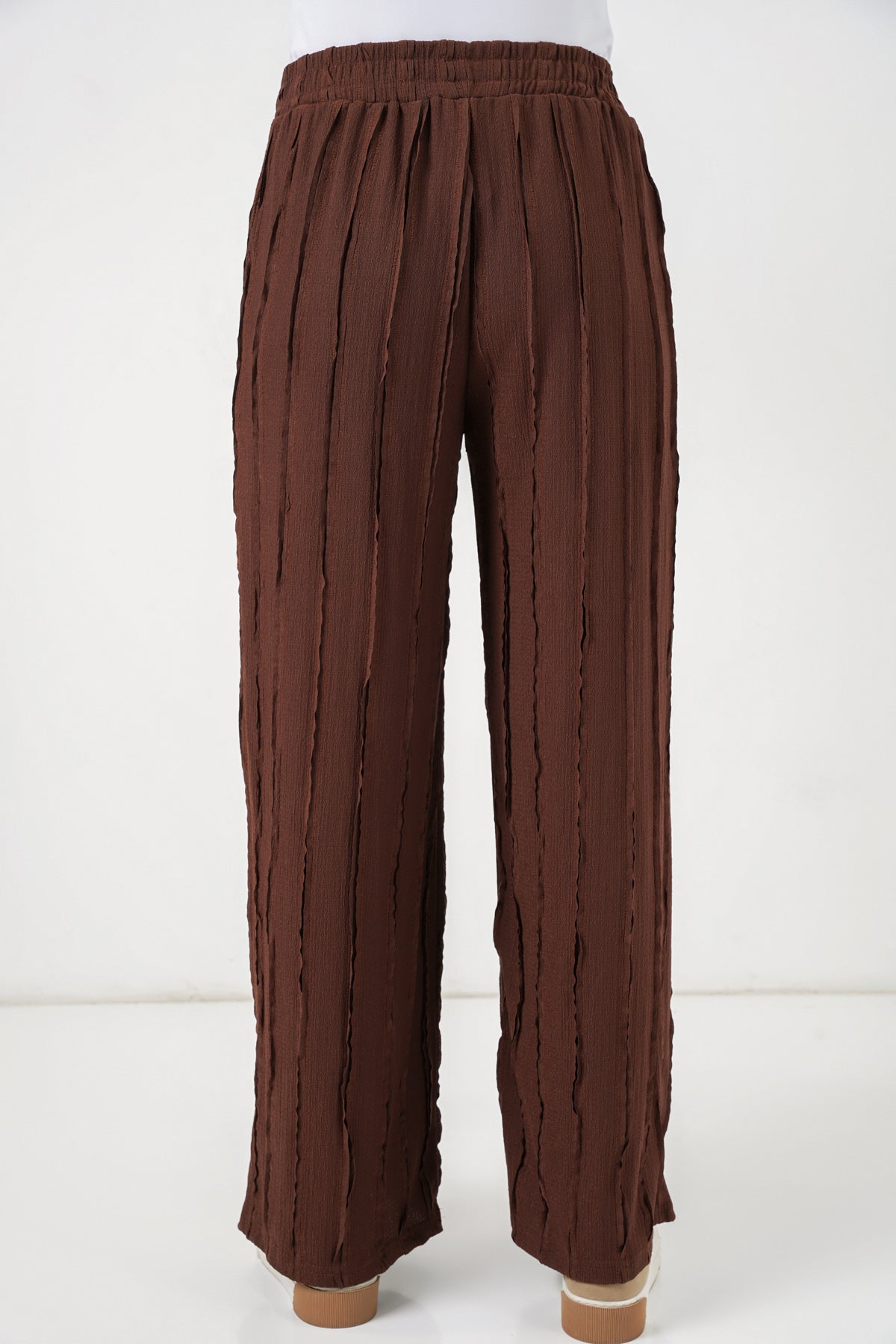Image of Kadın Dokulu Esnek Örme Pantolon 30077 - Kahverengi