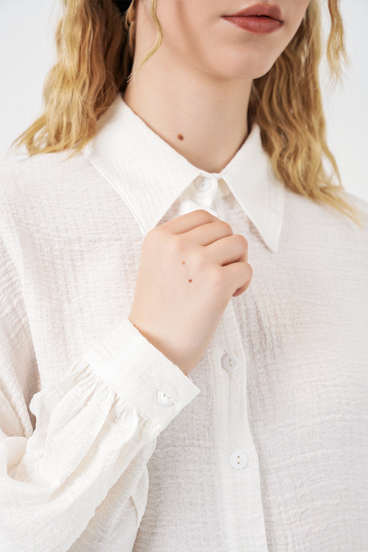 Image of Kadın Dokulu Oversize Tunik 5989 - Beyaz