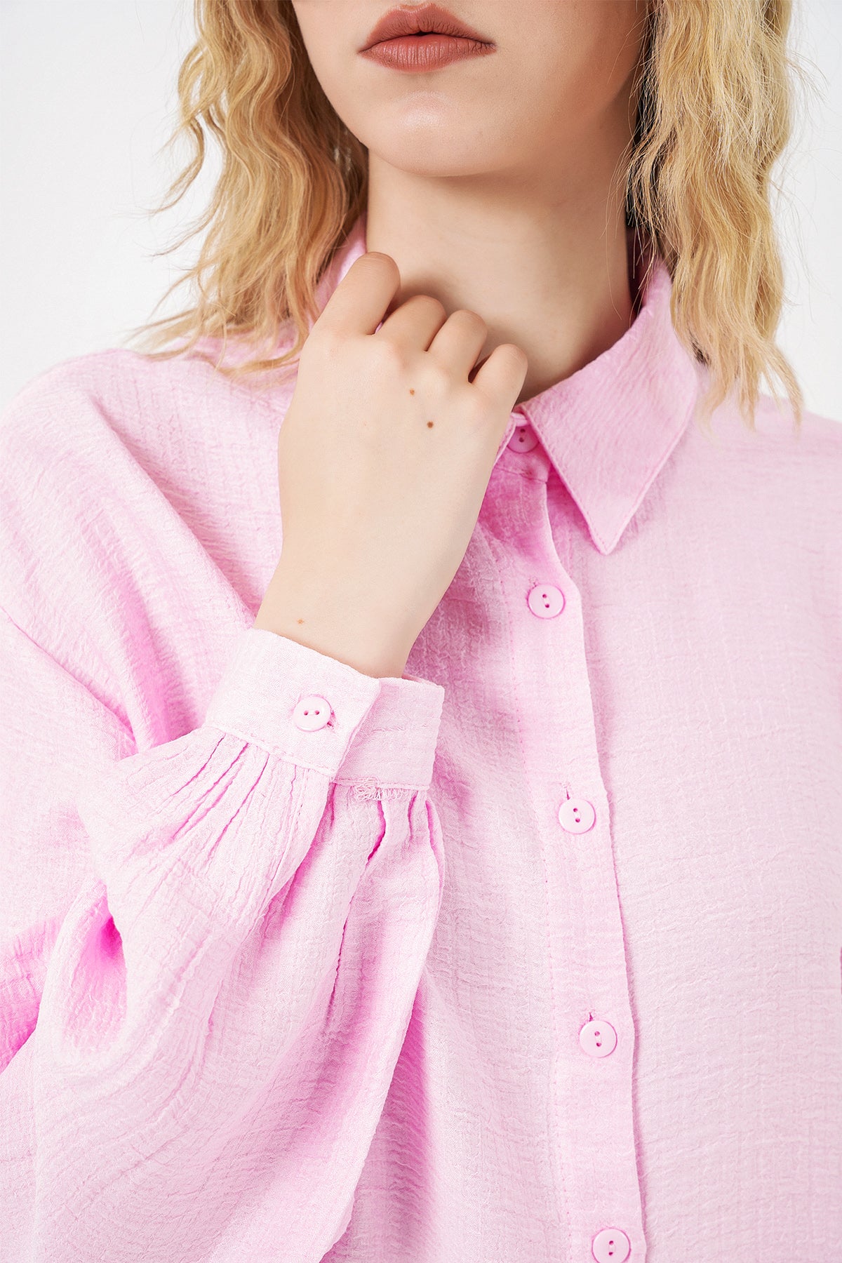 Image of Kadın Dokulu Oversize Tunik 5989 - Pembe