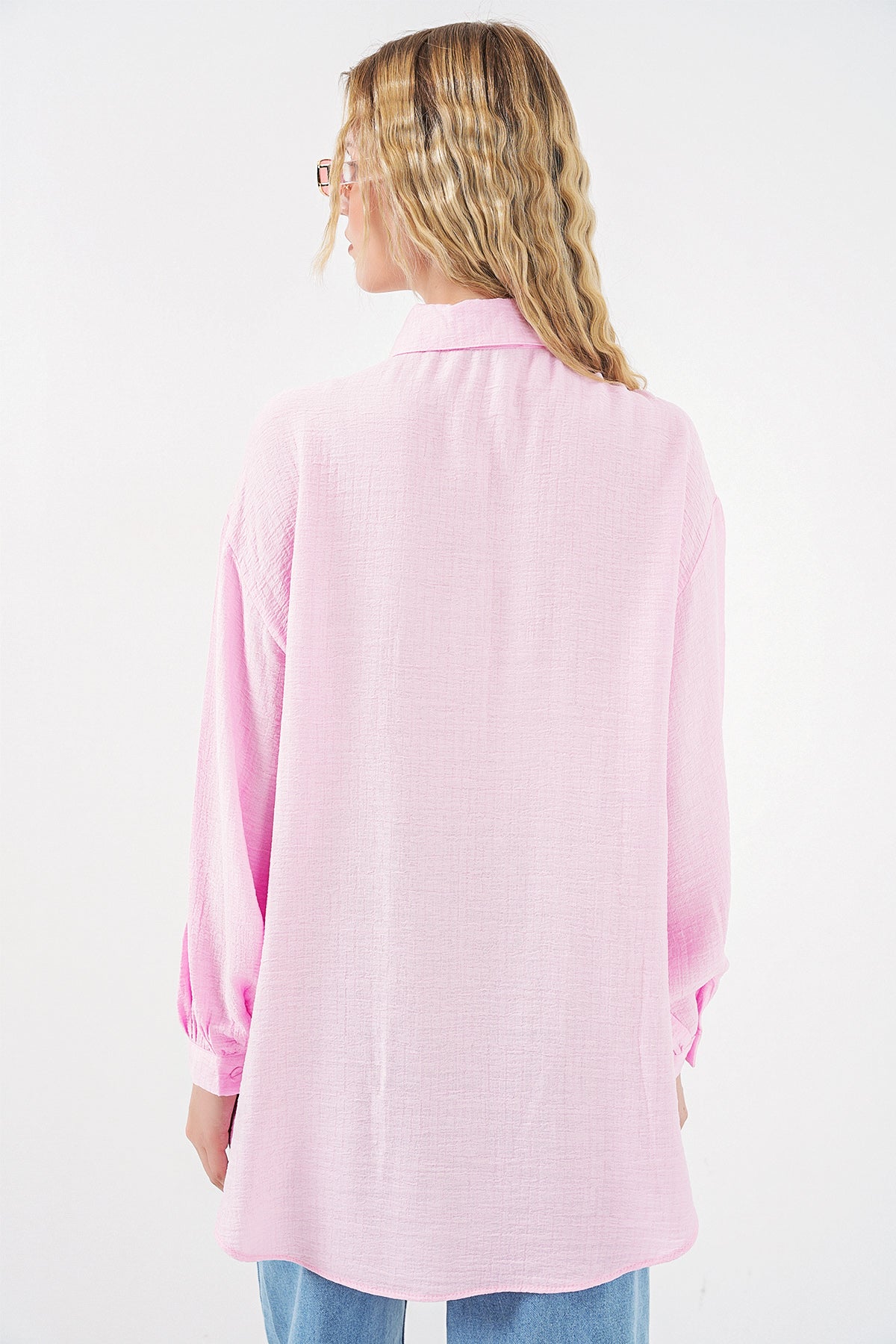 Image of Kadın Dokulu Oversize Tunik 5989 - Pembe
