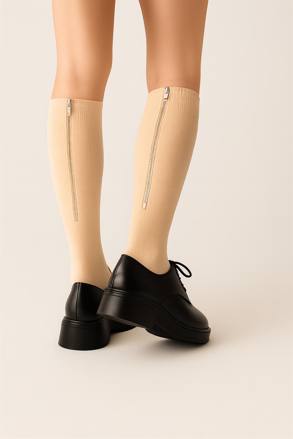 Image of Women's Zip-Up Knee-High Socks