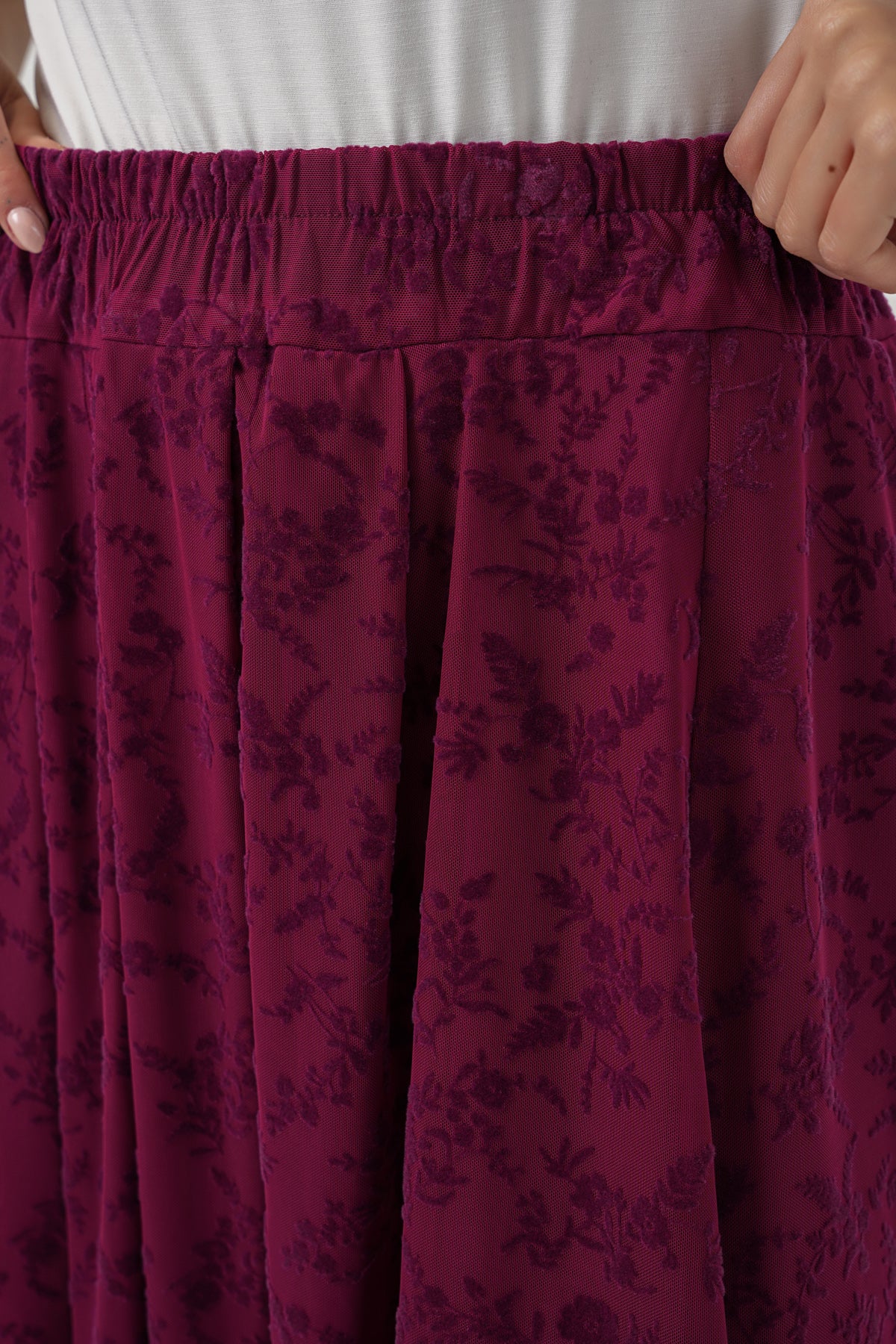 Image of Women's Flock Print Lined Skirt 8069 - Plum
