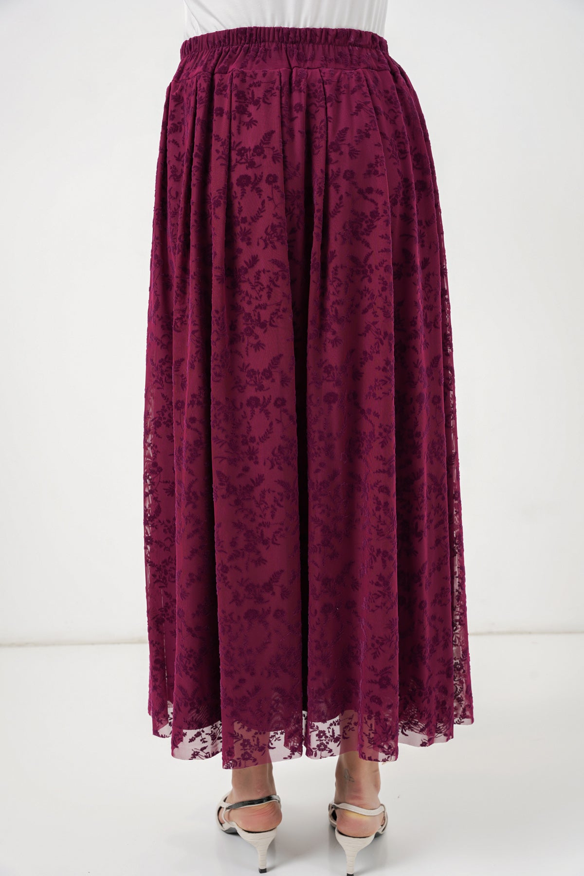 Image of Women's Flock Print Lined Skirt 8069 - Plum