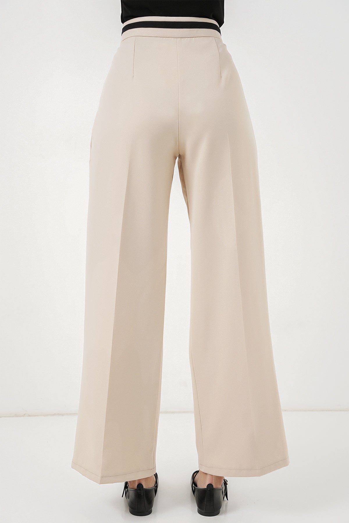 Image of Kadın Geniş Paça Kumaş Pantolon 30088 - Krem