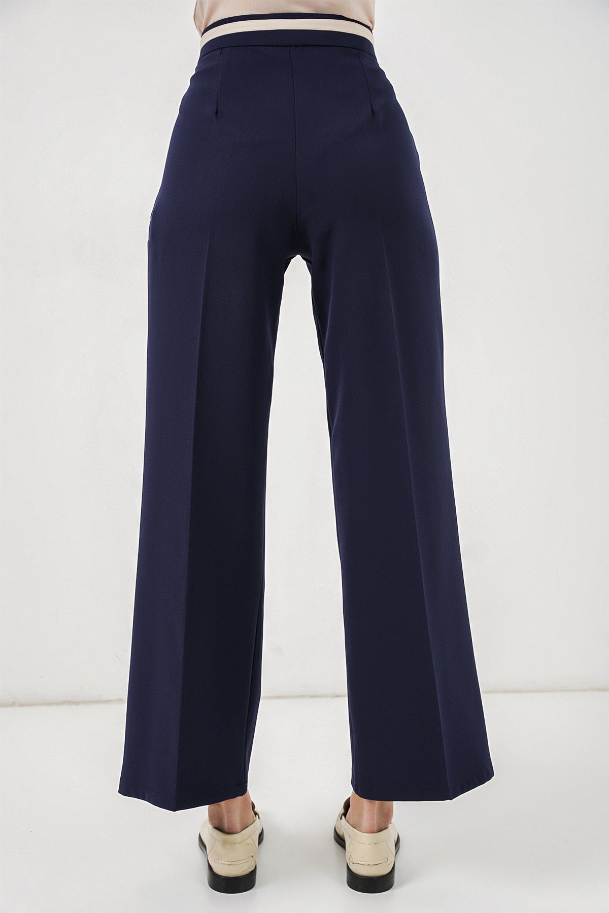 Image of Kadın Geniş Paça Kumaş Pantolon 30088 - Lacivert