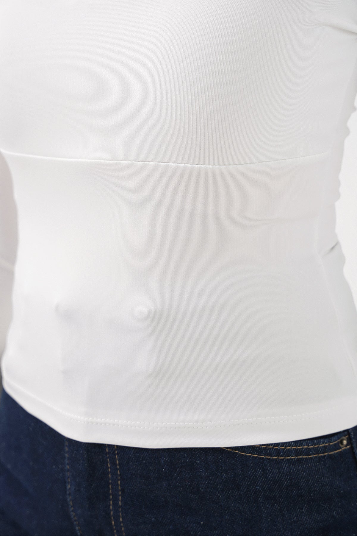 Image of Kadın Kare Yaka Slim Fit Bluz 986 - Beyaz