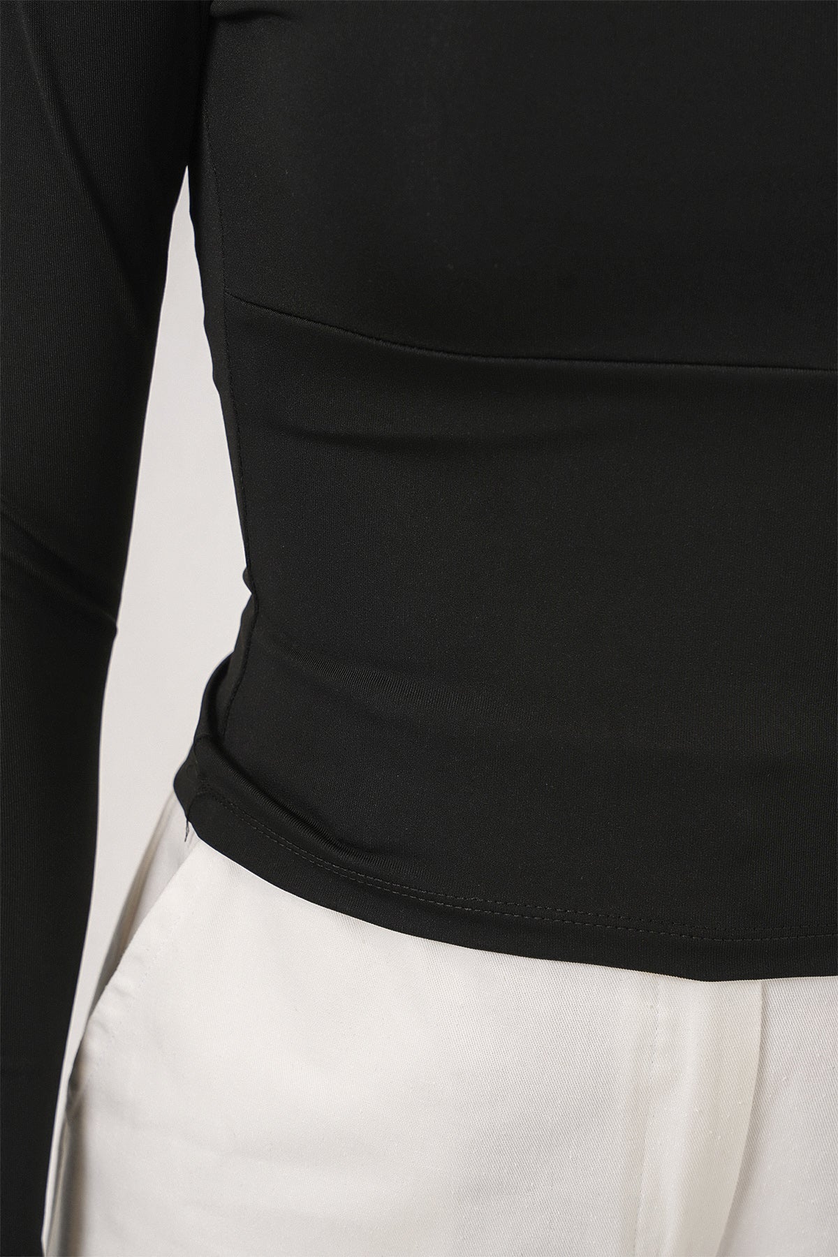 Image of Kadın Kare Yaka Slim Fit Bluz 986 - Siyah
