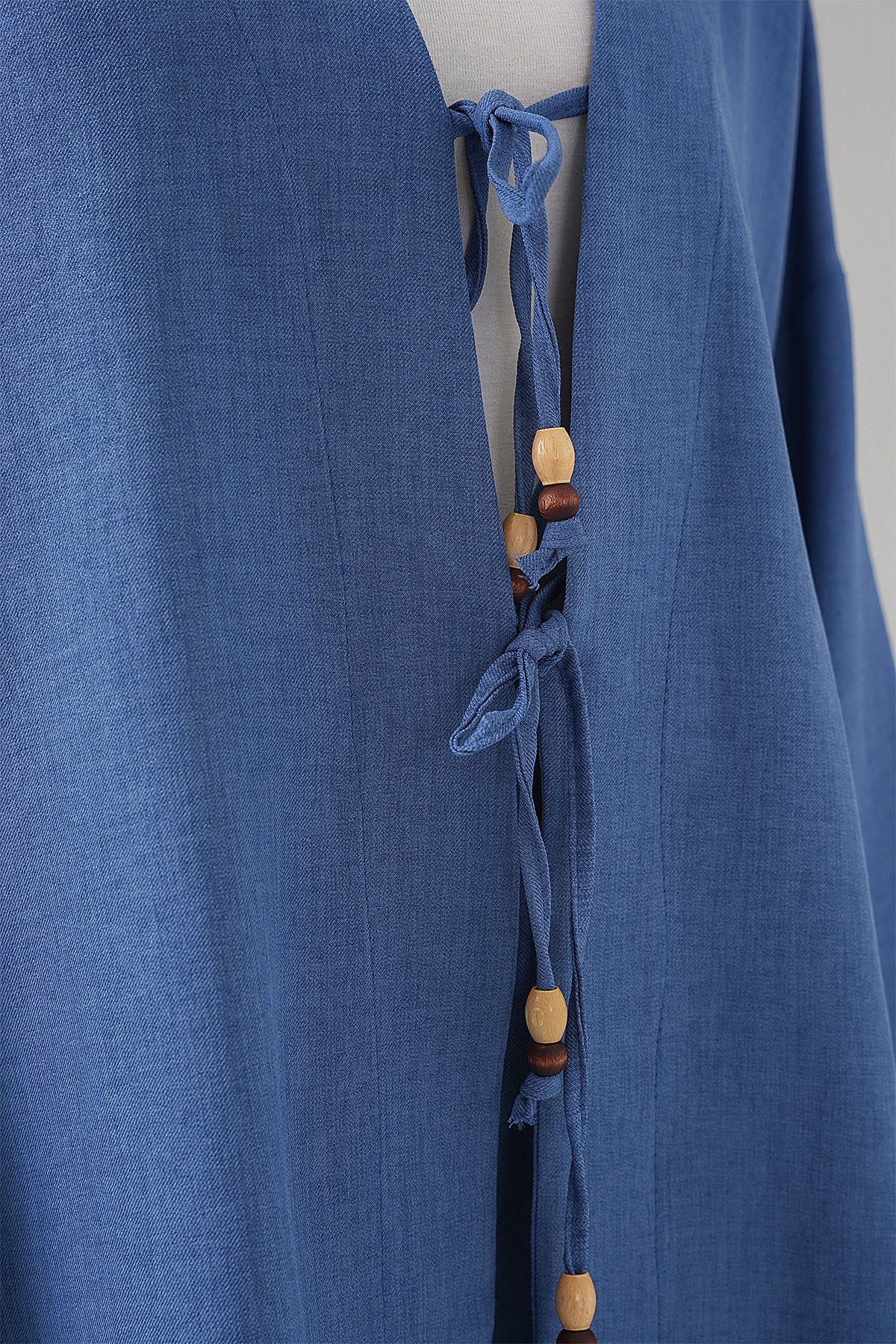 Image of Kadın Keten Kimono İkili Takım 6727 - İndigo