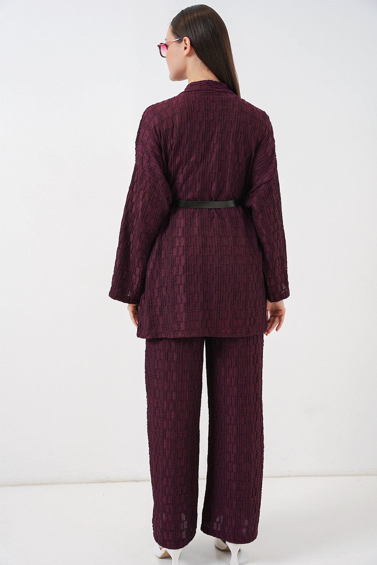 Image of Kadın Kimono Pantolon İkili Takım 30078 - Bordo