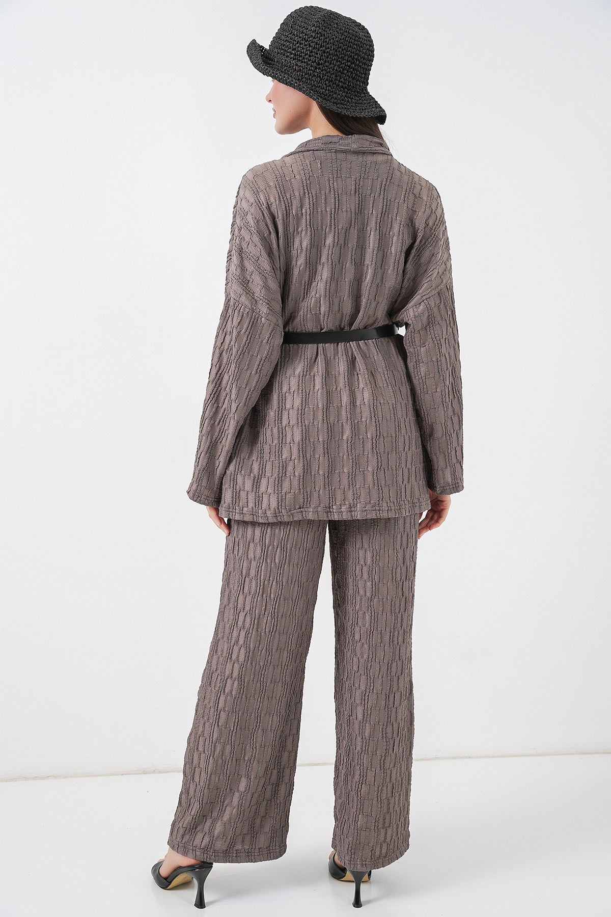 Image of Set de două piese pentru pantaloni kimono pentru femei 30078 - Gri închis