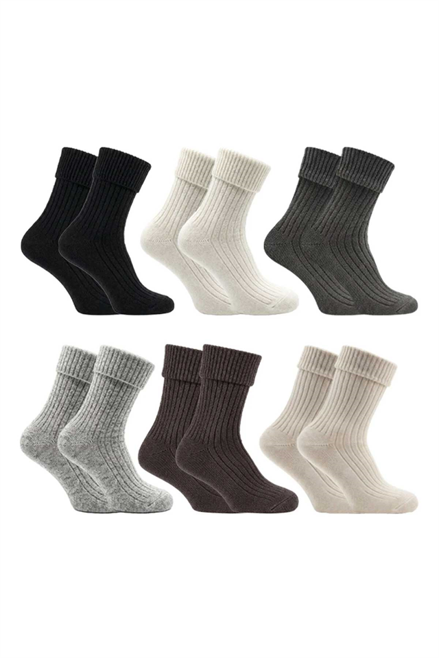 Image of Women's Curly Lambswool Wool Ankle Socks, 6-Pack