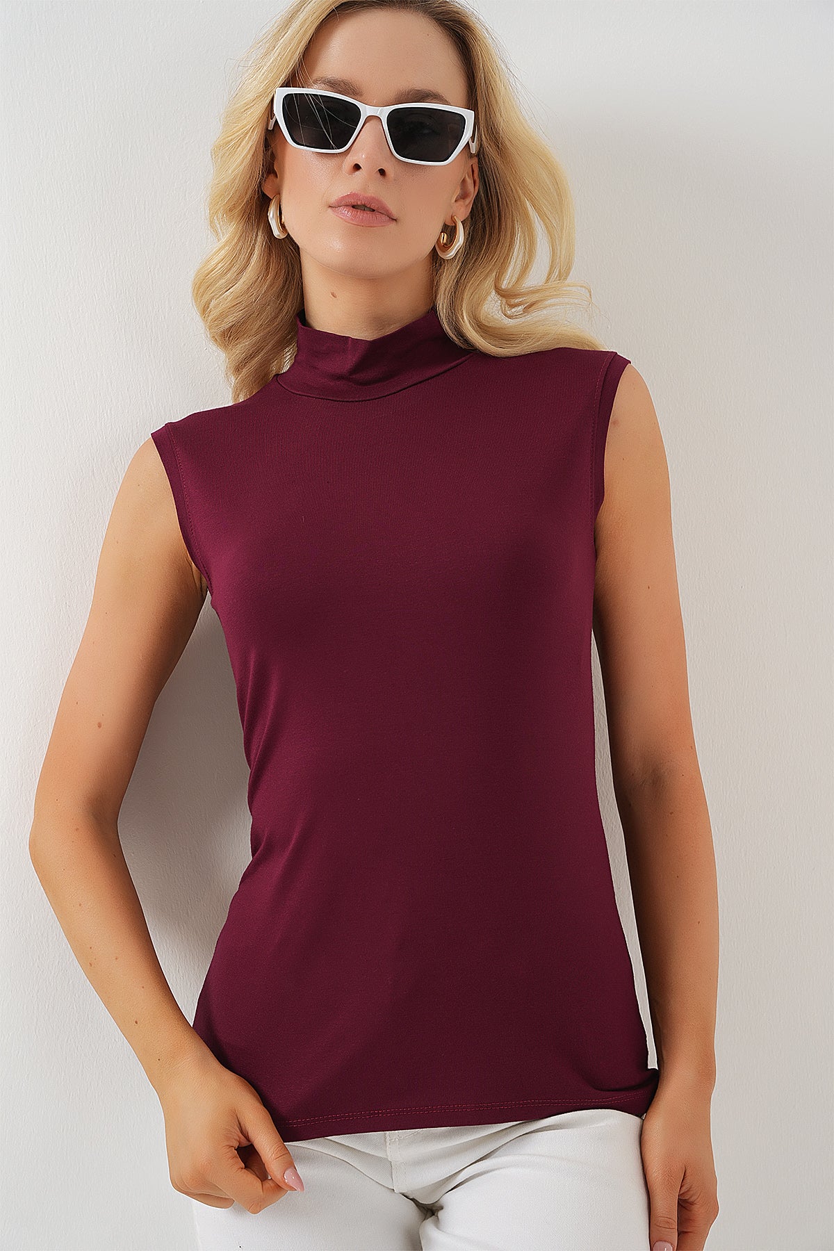 Image of Kadın Kolsuz Body 4348 - Bordo