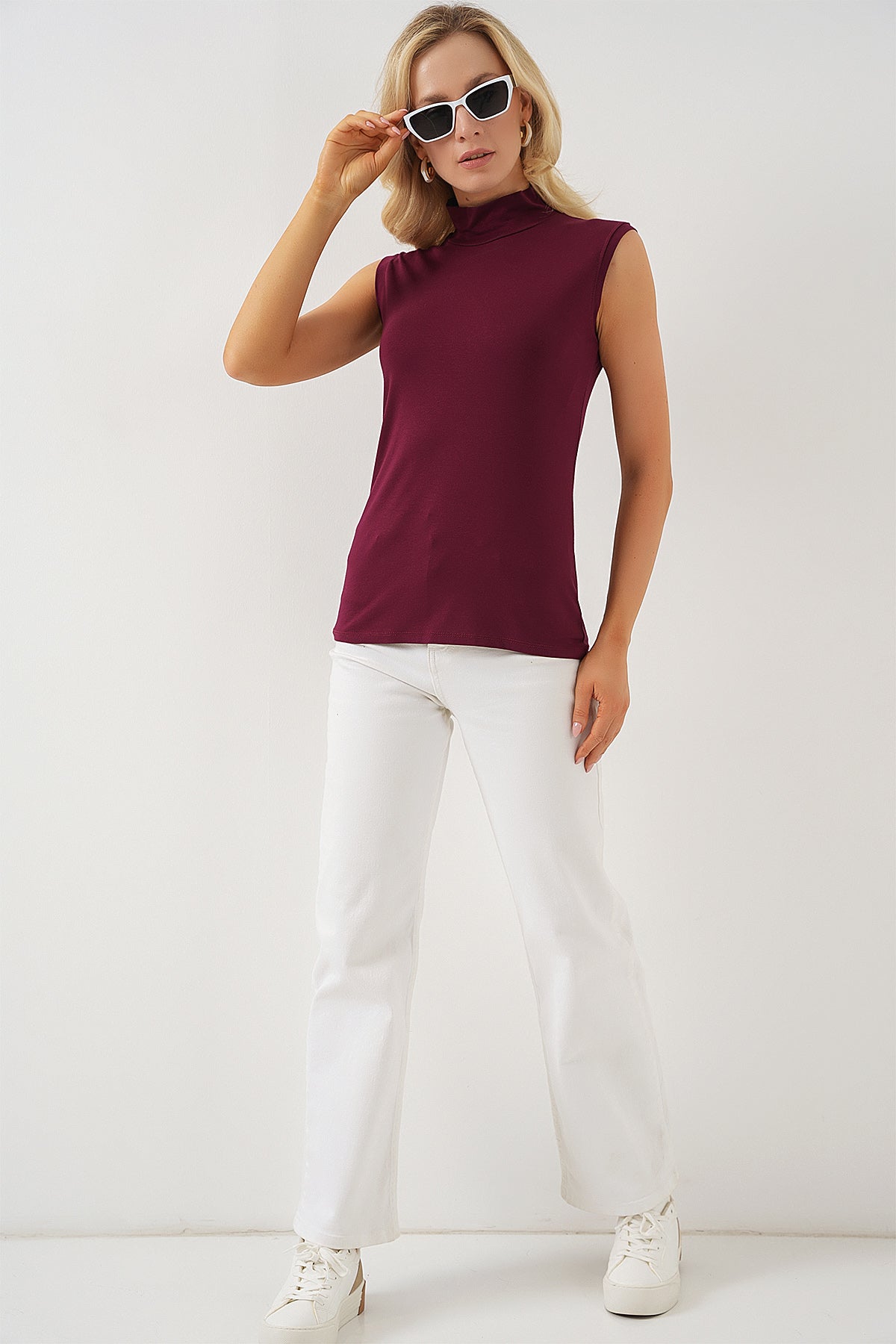 Image of Kadın Kolsuz Body 4348 - Bordo