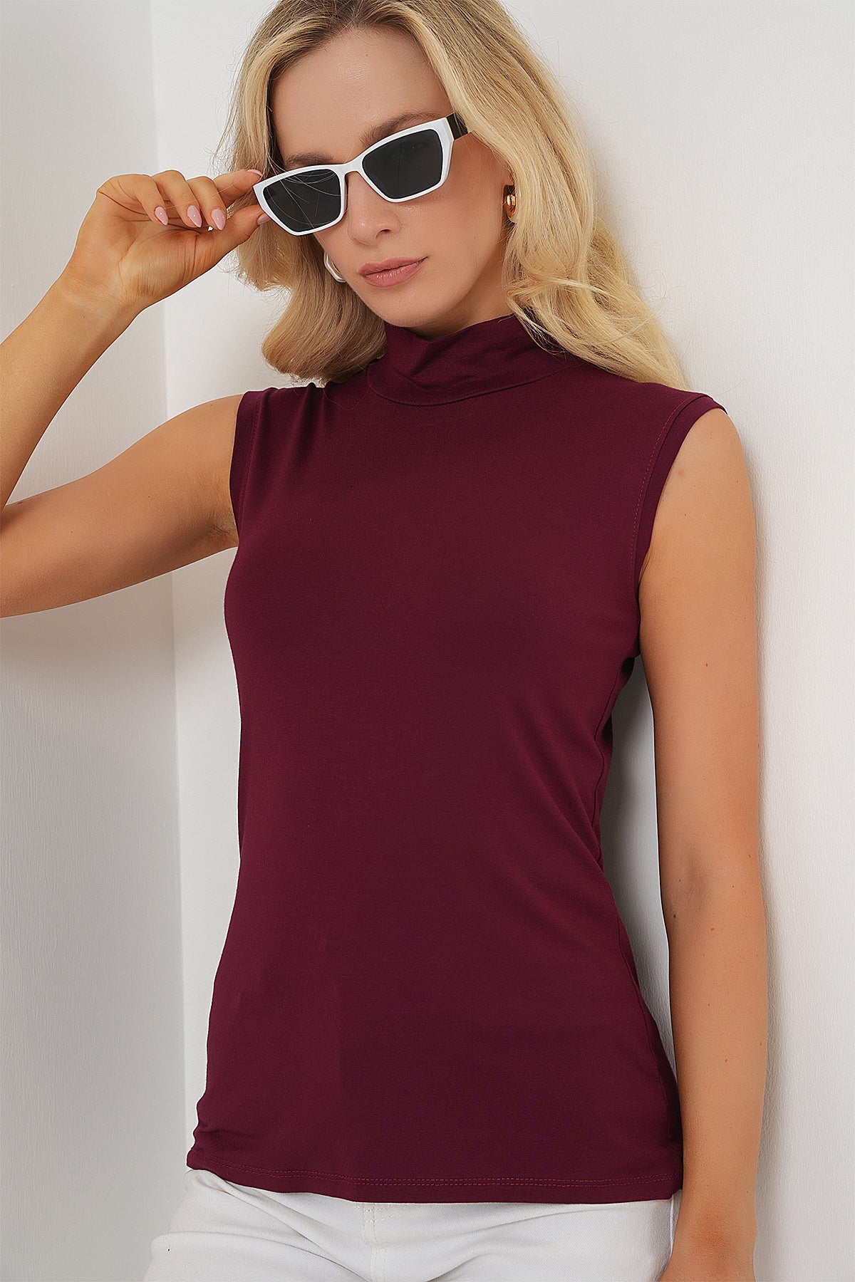 Image of Kadın Kolsuz Body 4348 - Bordo