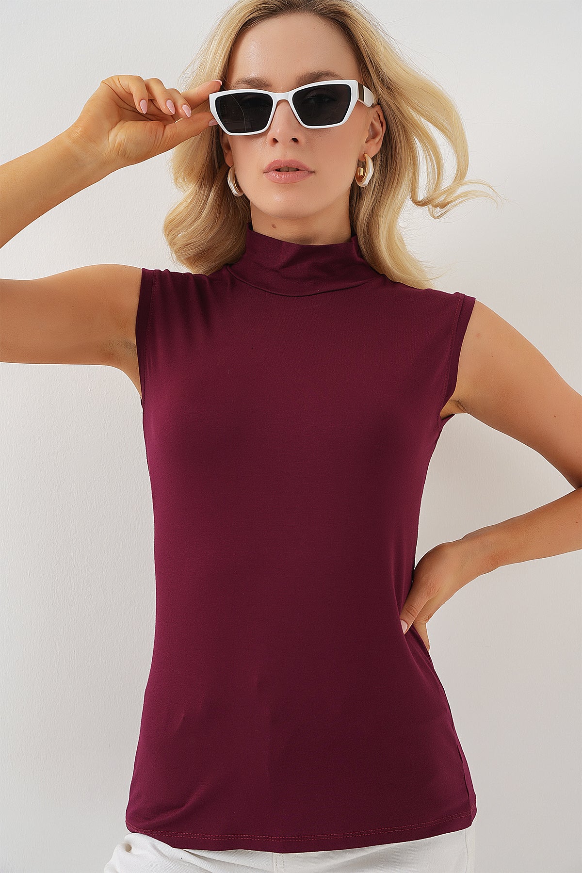 Image of Kadın Kolsuz Body 4348 - Bordo