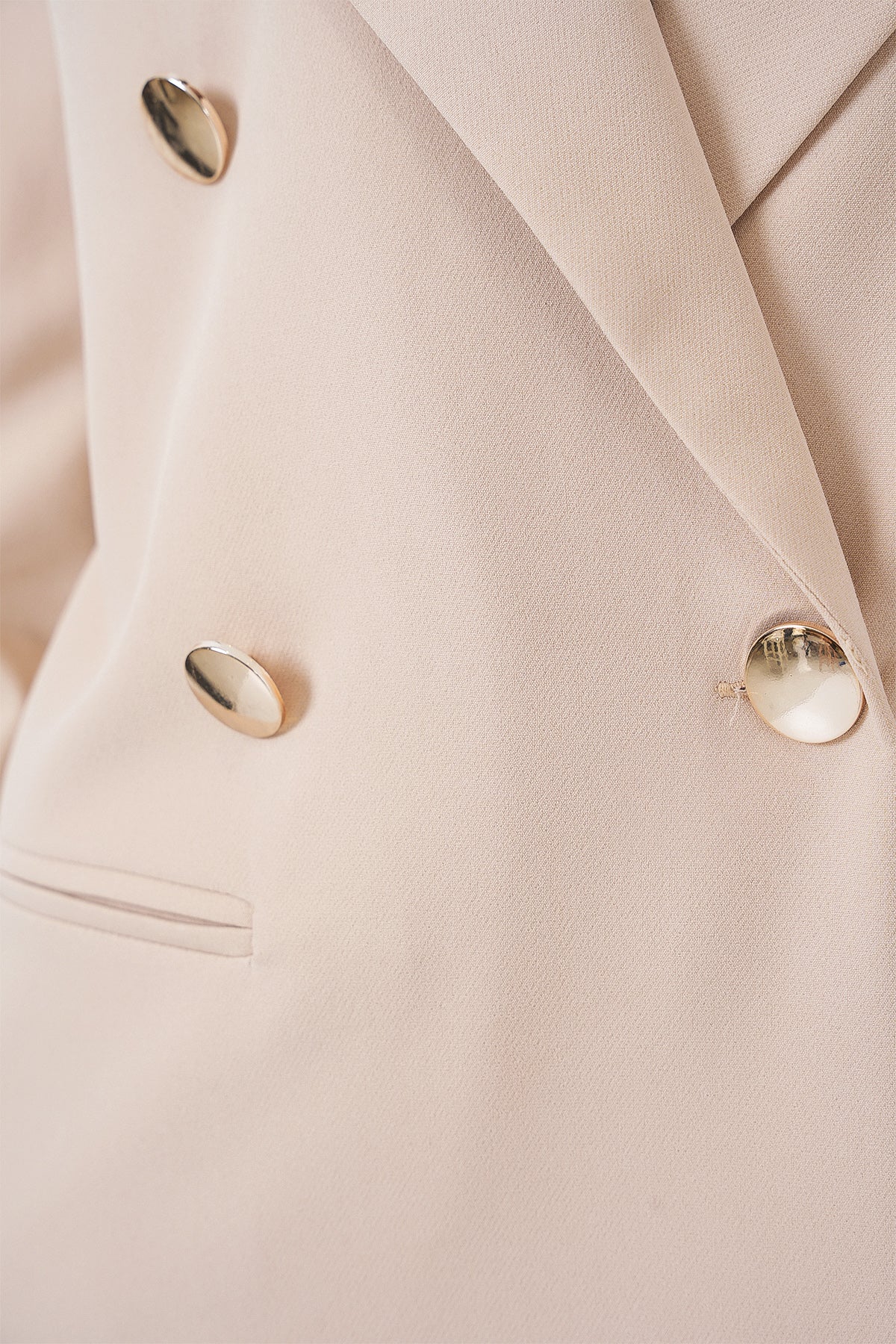 Image of Kadın Kruvaze Yaka Blazer Ceket 0722 - Krem