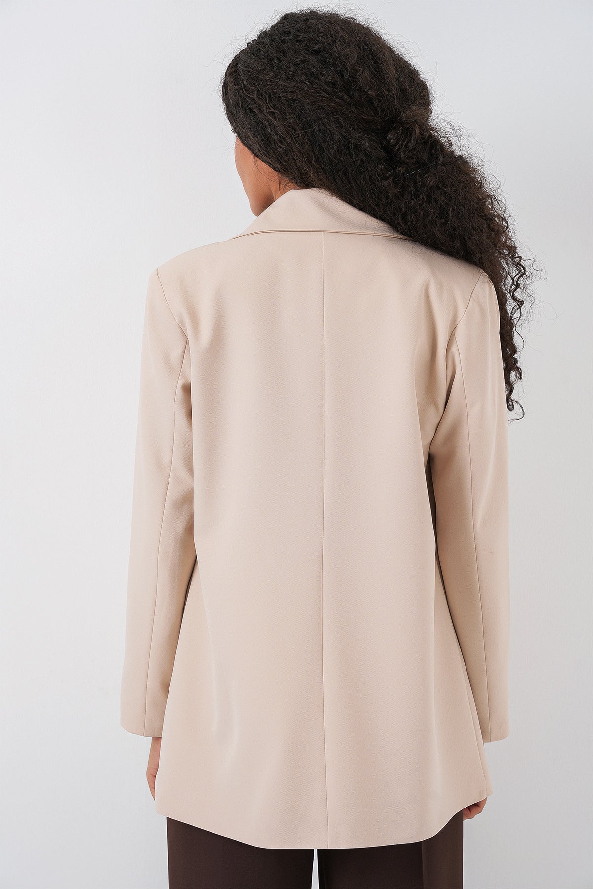 Image of Kadın Kruvaze Yaka Blazer Ceket 0722 - Krem