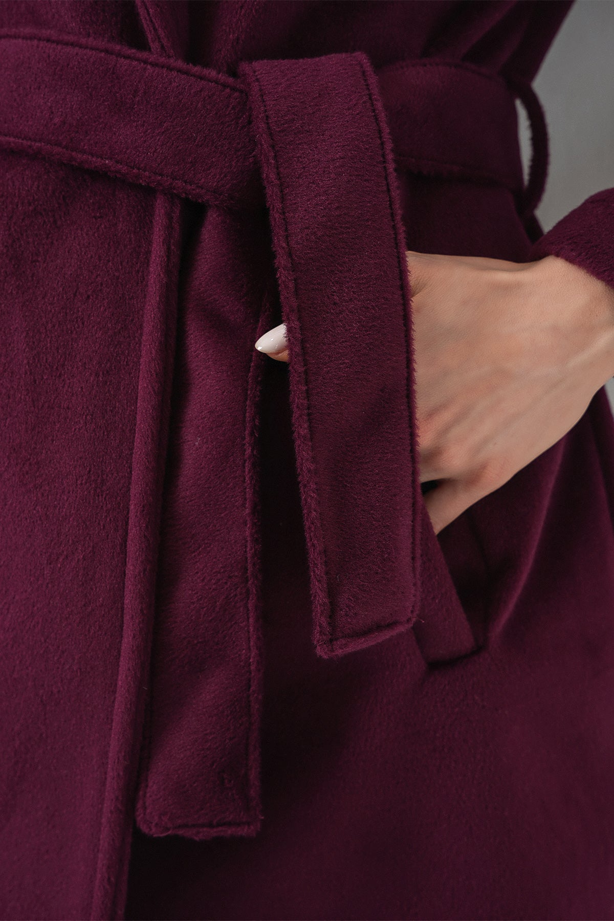 Image of Women's Belted Coat 9171 - Burgundy