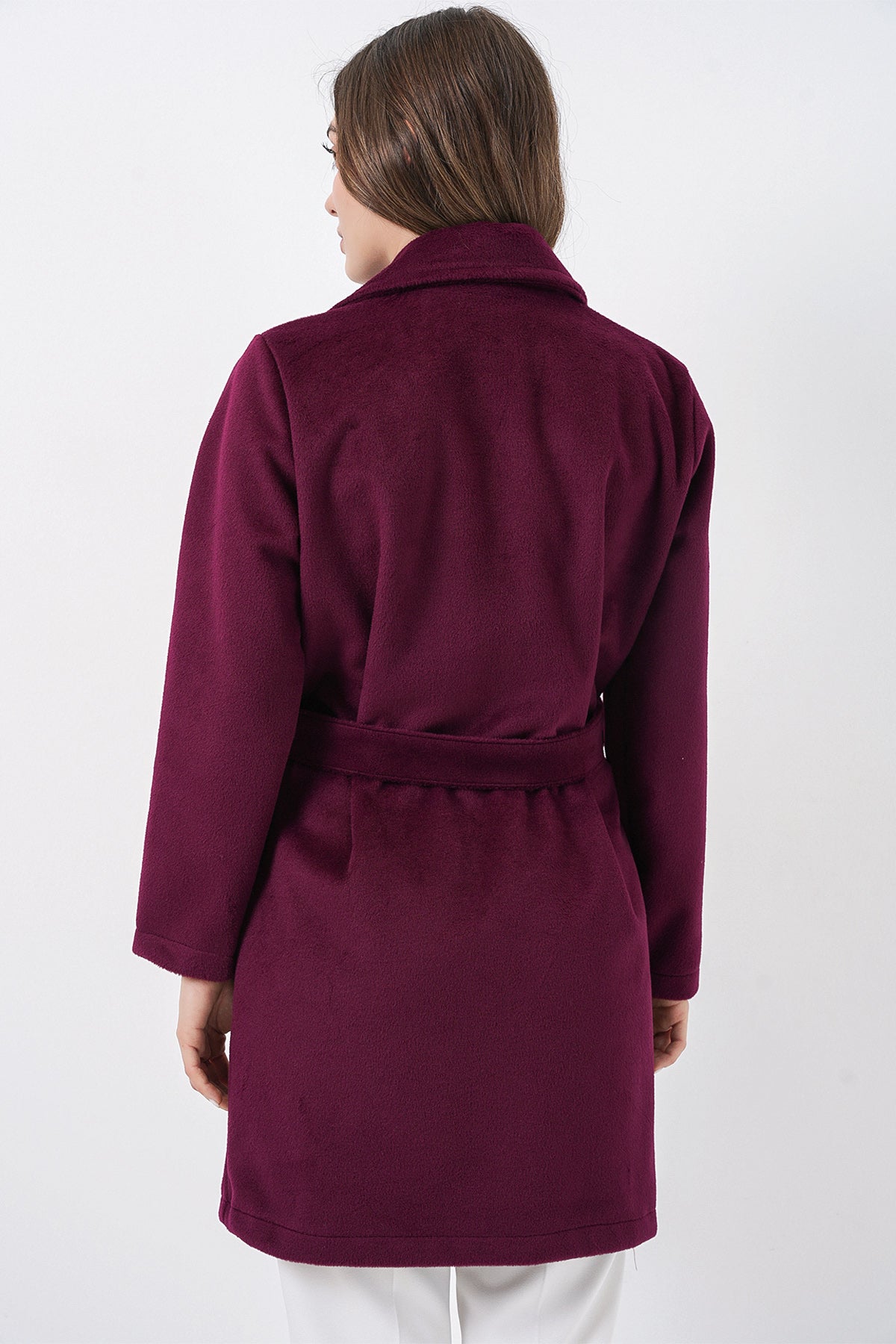 Image of Women's Belted Coat 9171 - Burgundy