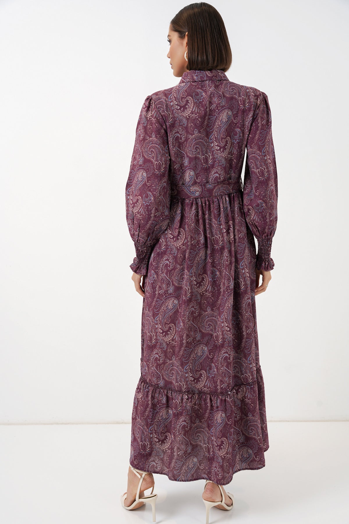 Image of Kadın Kuşaklı Tesettür Elbise 2589 - Bordo