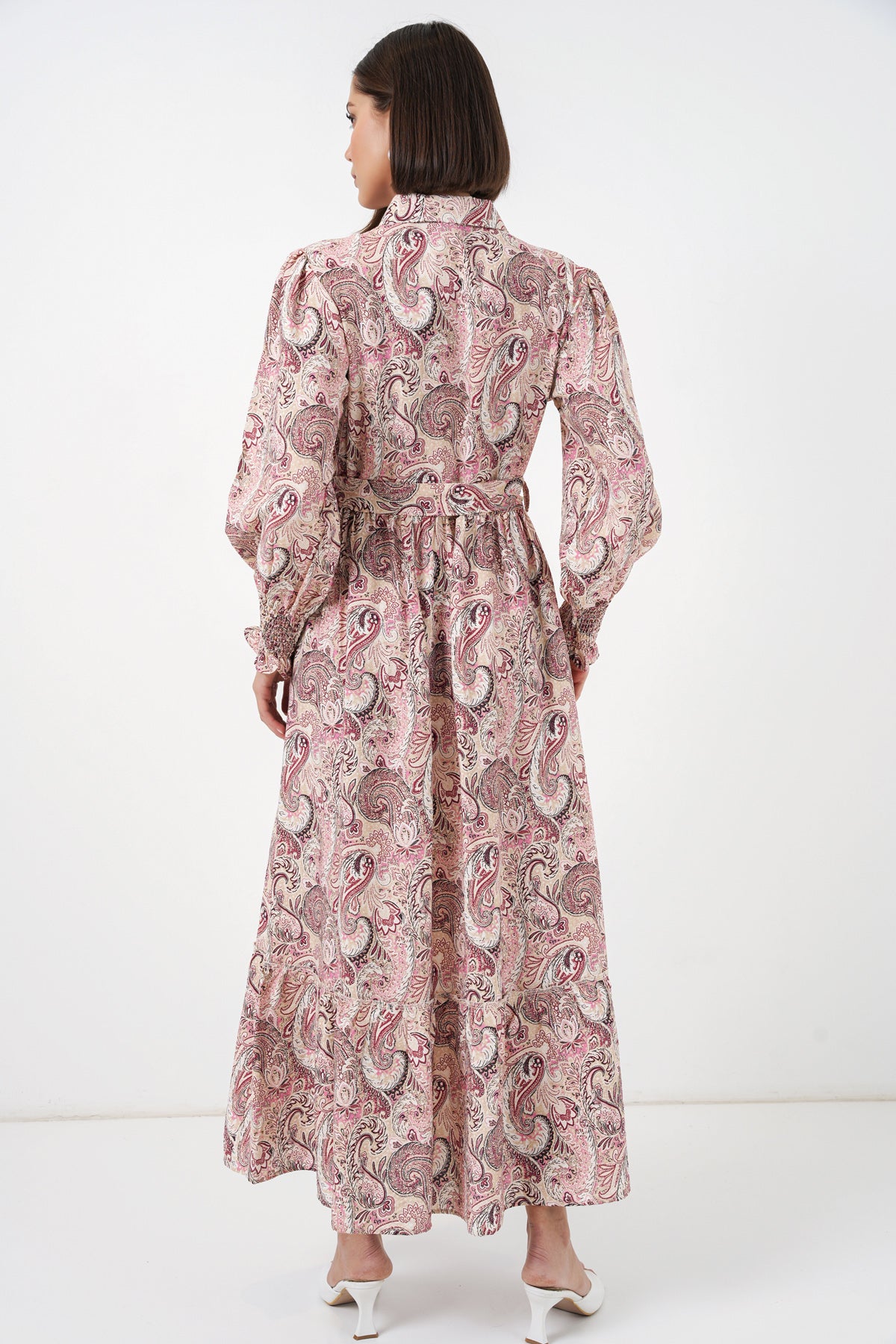 Image of Kadın Kuşaklı Tesettür Elbise 2589 - Pembe