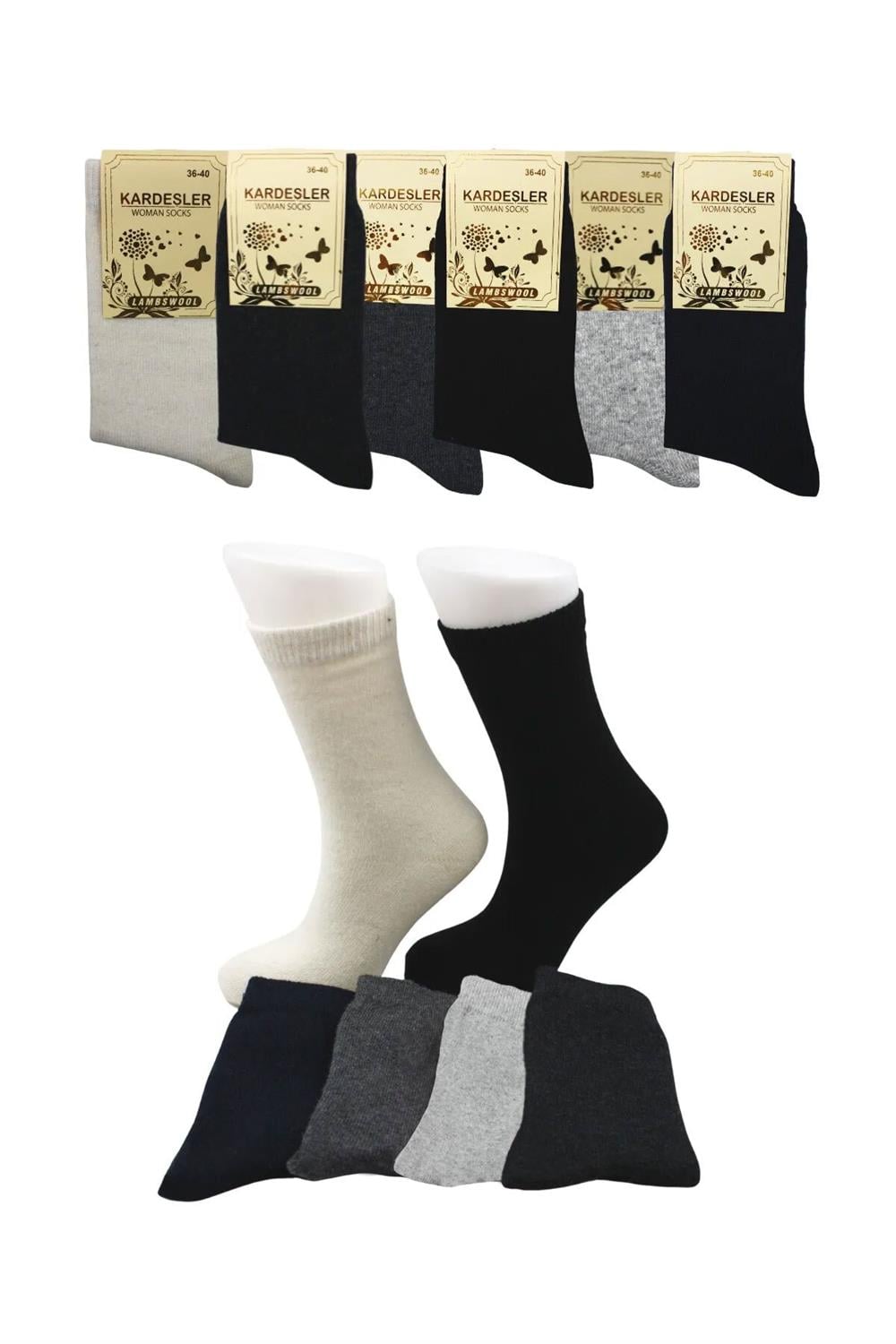 Image of Kadın Lambswool Soket Yün Kışlık Kalın Çok Renkli Çorap 6'Lı Paket
