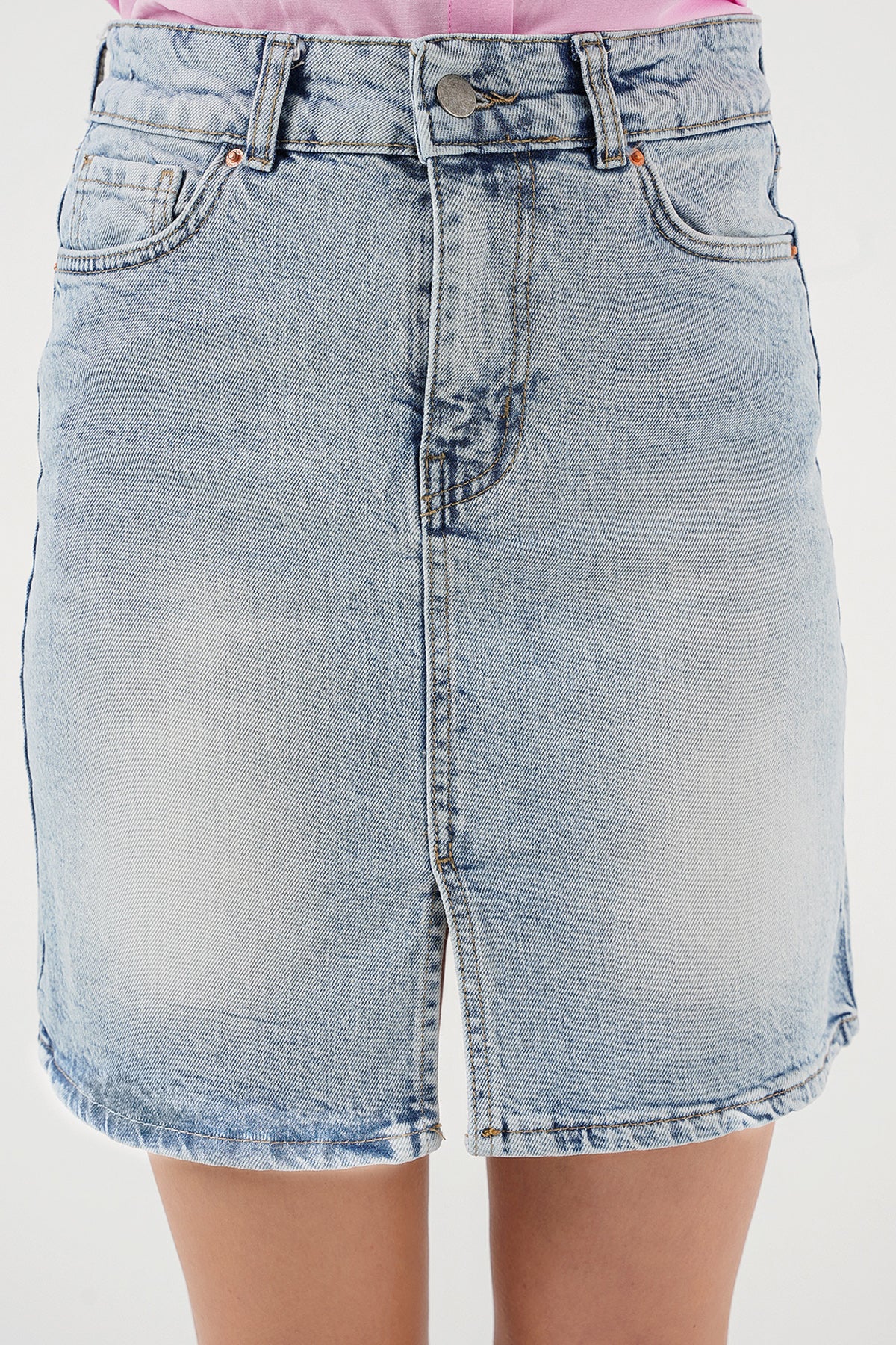 Image of Women's Mini Denim Skirt 8037 - Blue