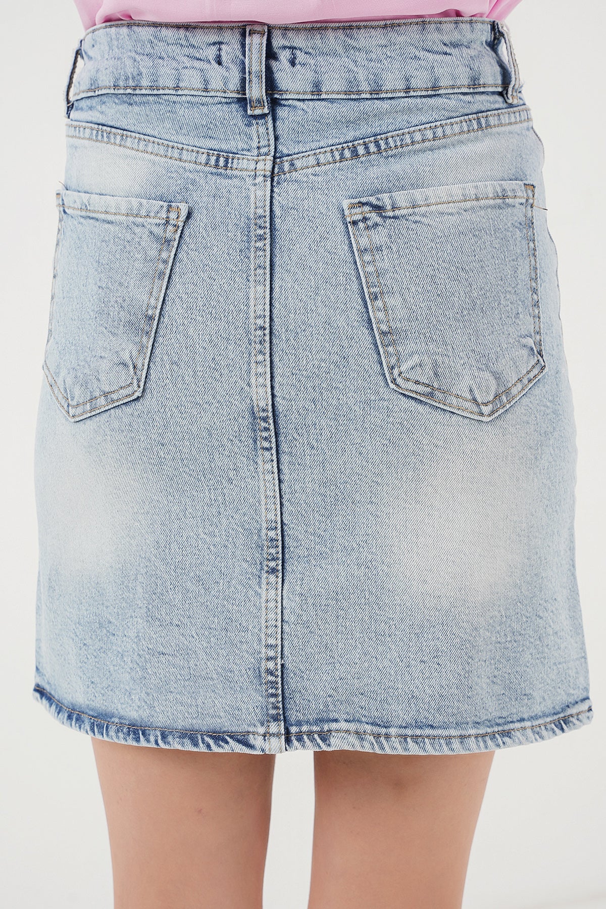 Image of Women's Mini Denim Skirt 8037 - Blue