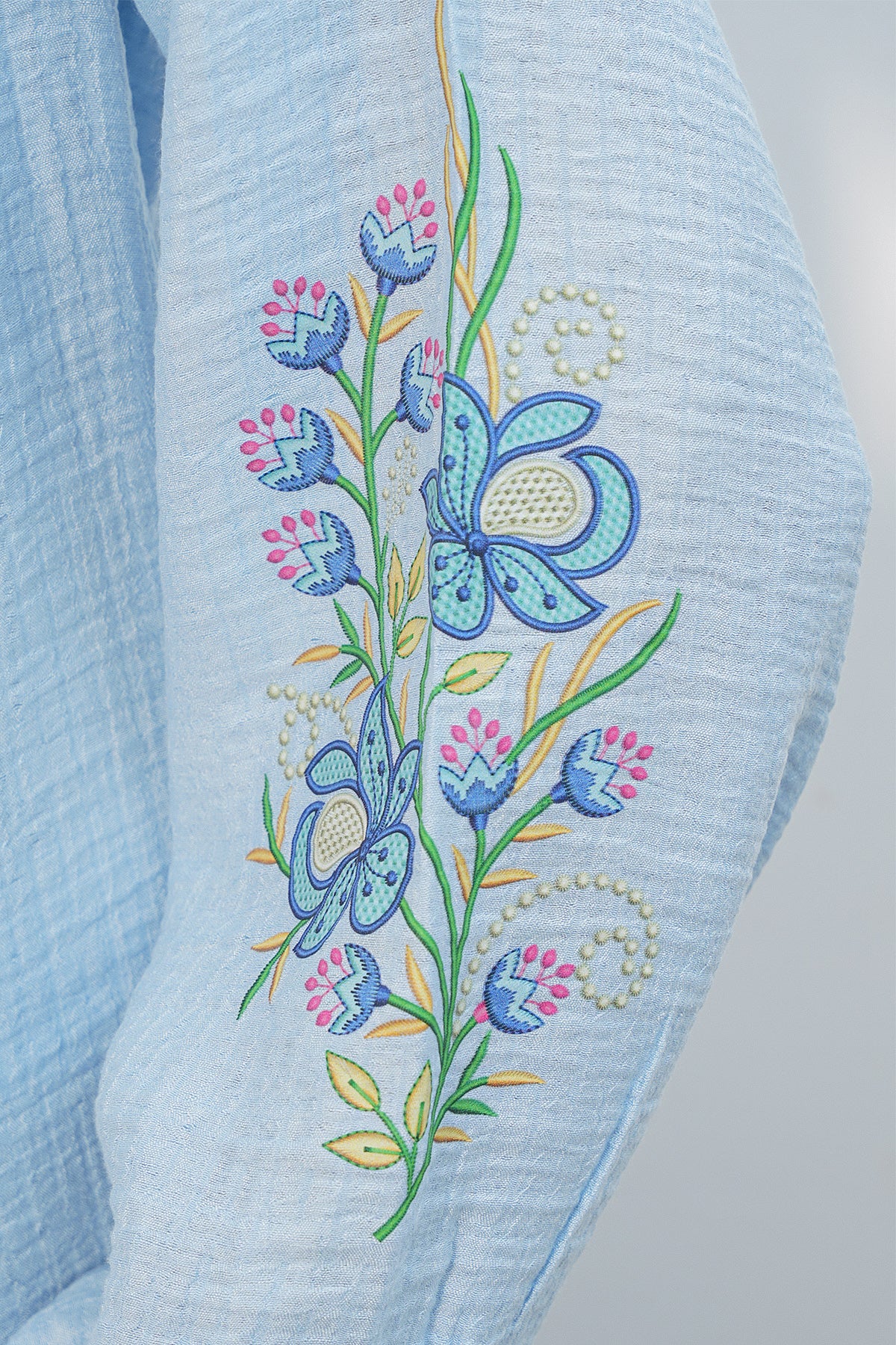 Image of Kadın Nakışlı Oversize Bluz 1000 - Mavi
