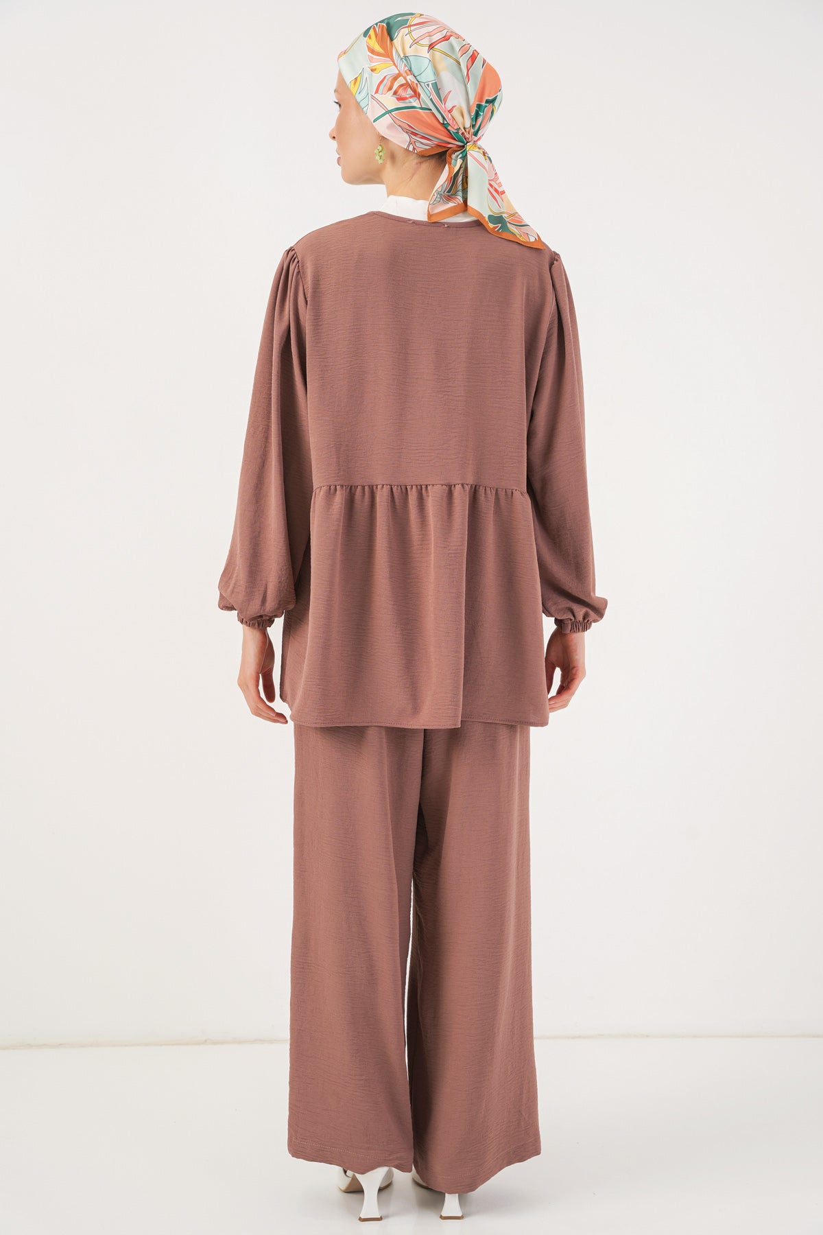 Image of Kadın Önü Bağcıklı Tunik Pantolon İkili Takım 6744 - D.Gül Kurusu