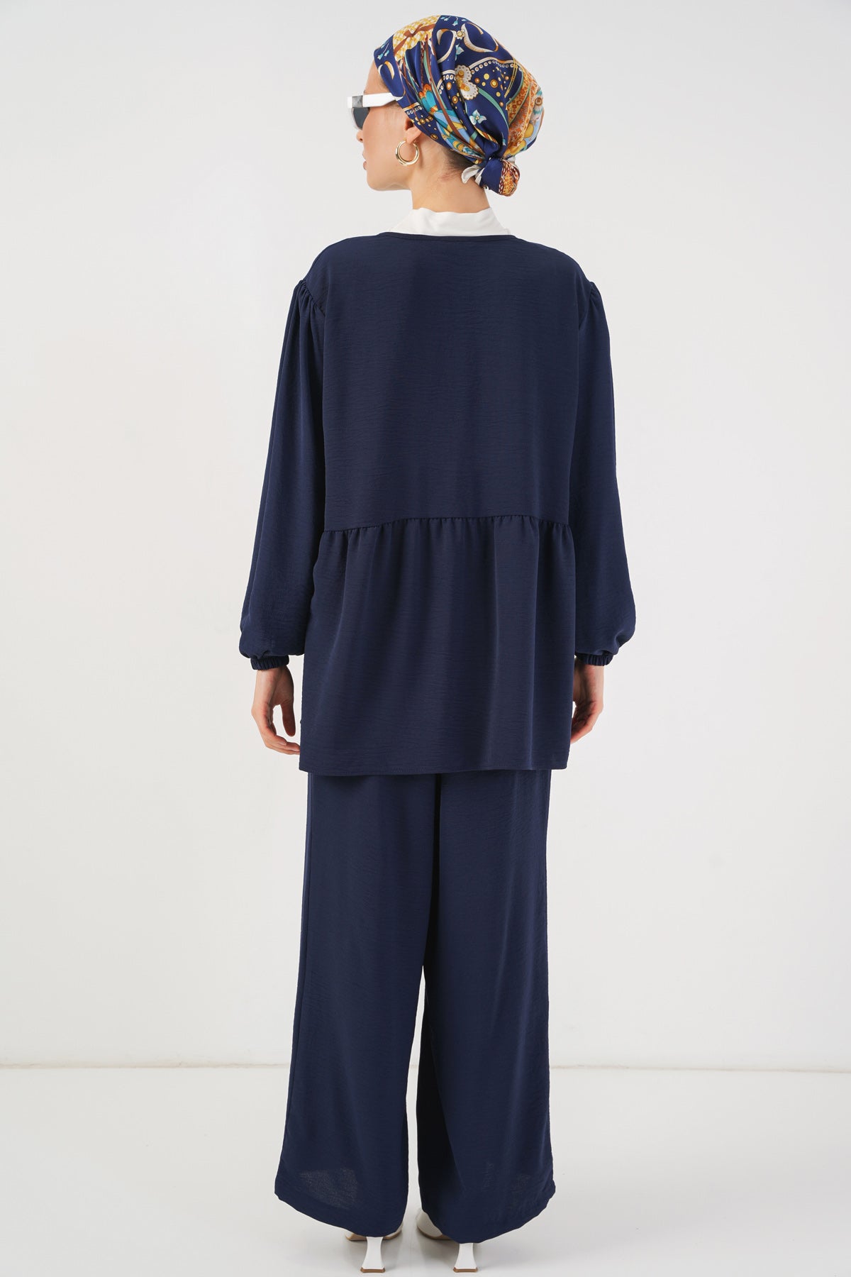 Image of Kadın Önü Bağcıklı Tunik Pantolon İkili Takım 6744 - Lacivert