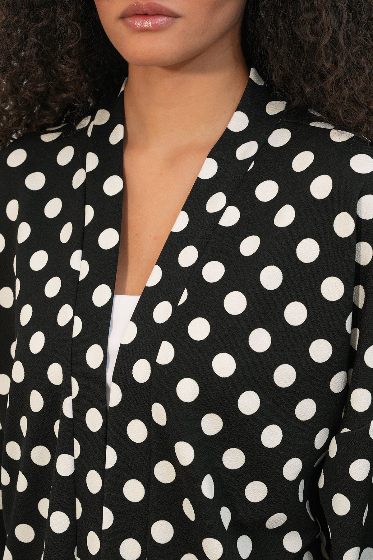 Image of Kadın Örme Puantiyeli Kimono 5996 - Siyah