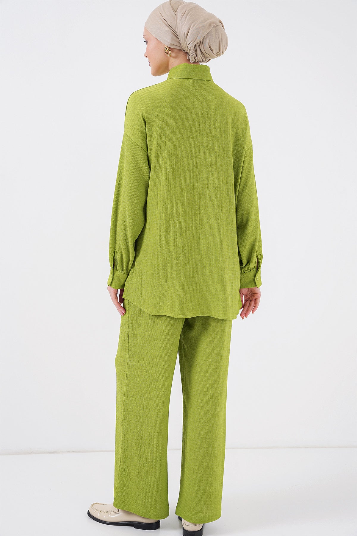 Image of Set Hijab Tricotat pentru Femei (Sus și Jos) 6711 - E.Green