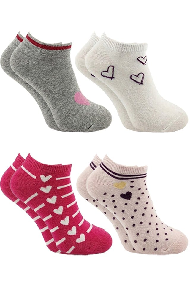 Image of Women's Cotton Ankle Socks, Colorful, 4-Pack
