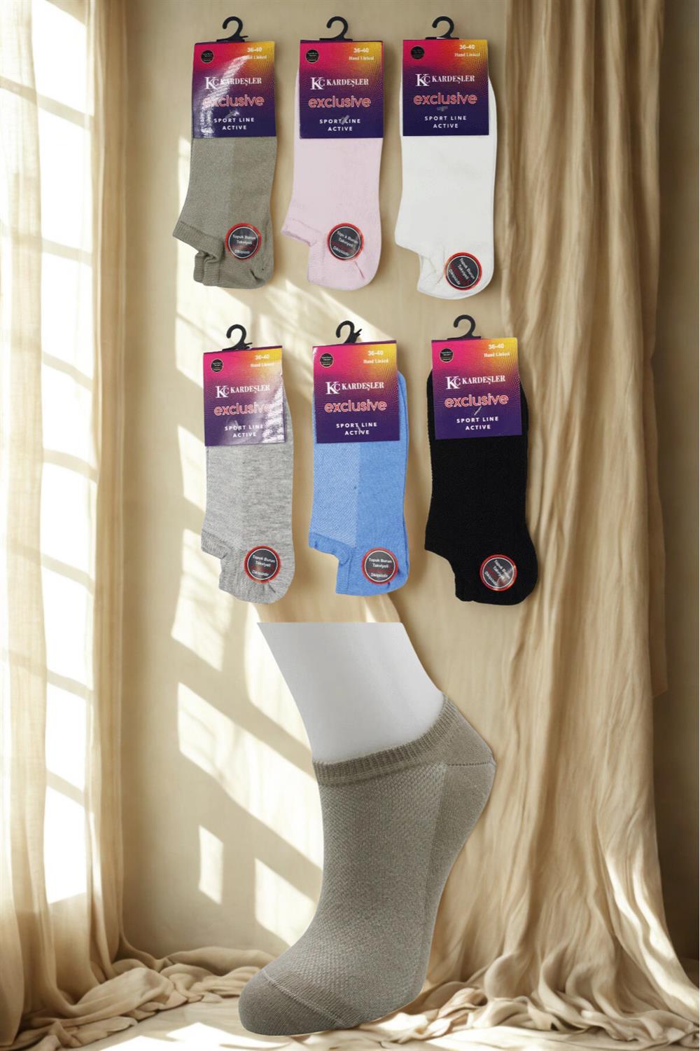 Image of Kadın Patik Asorti Çok Renkli Çorap Dikişsiz 6'Lı Paket