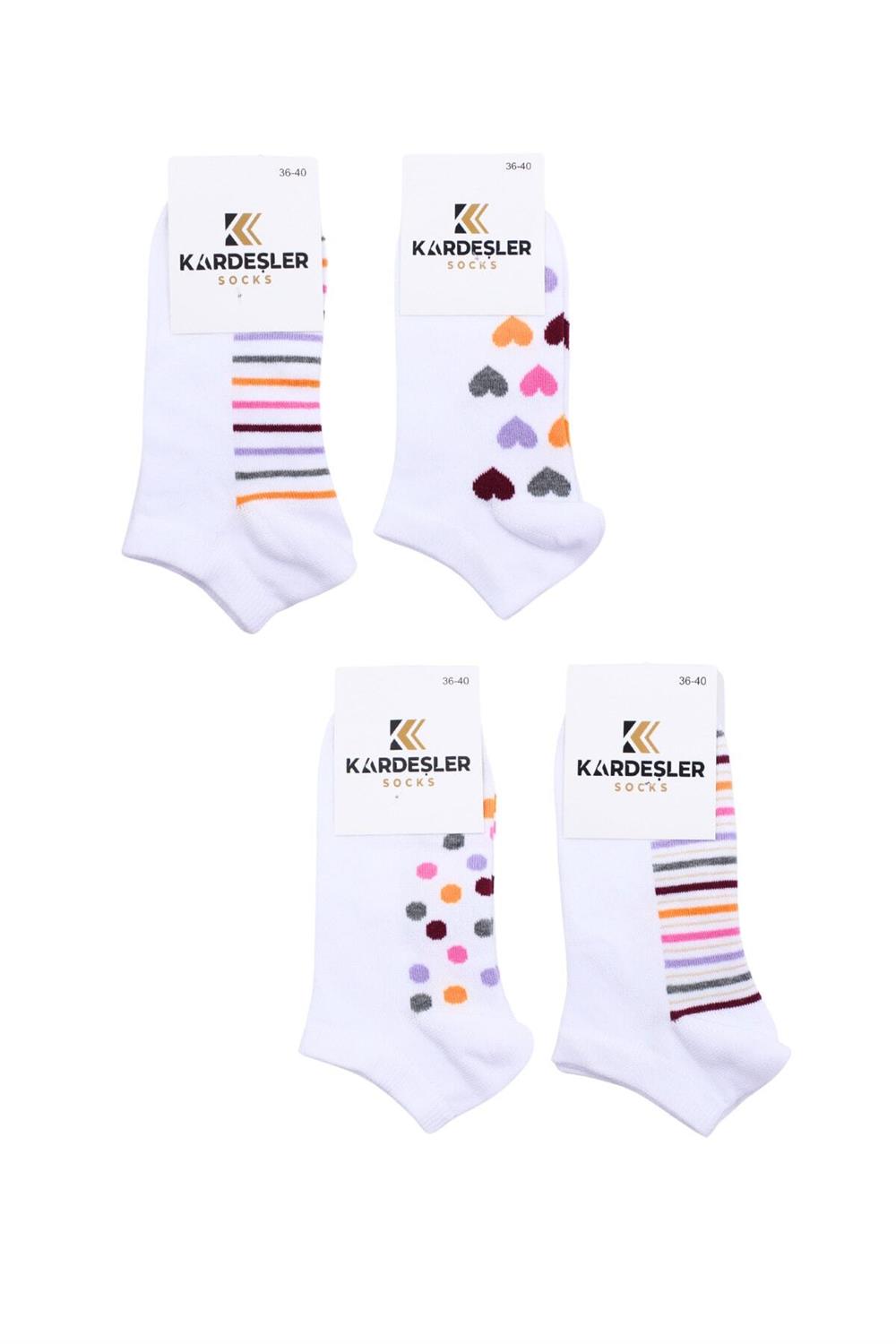 Image of Kadın Patik Renkli Pamuklu 4'Lü Paket