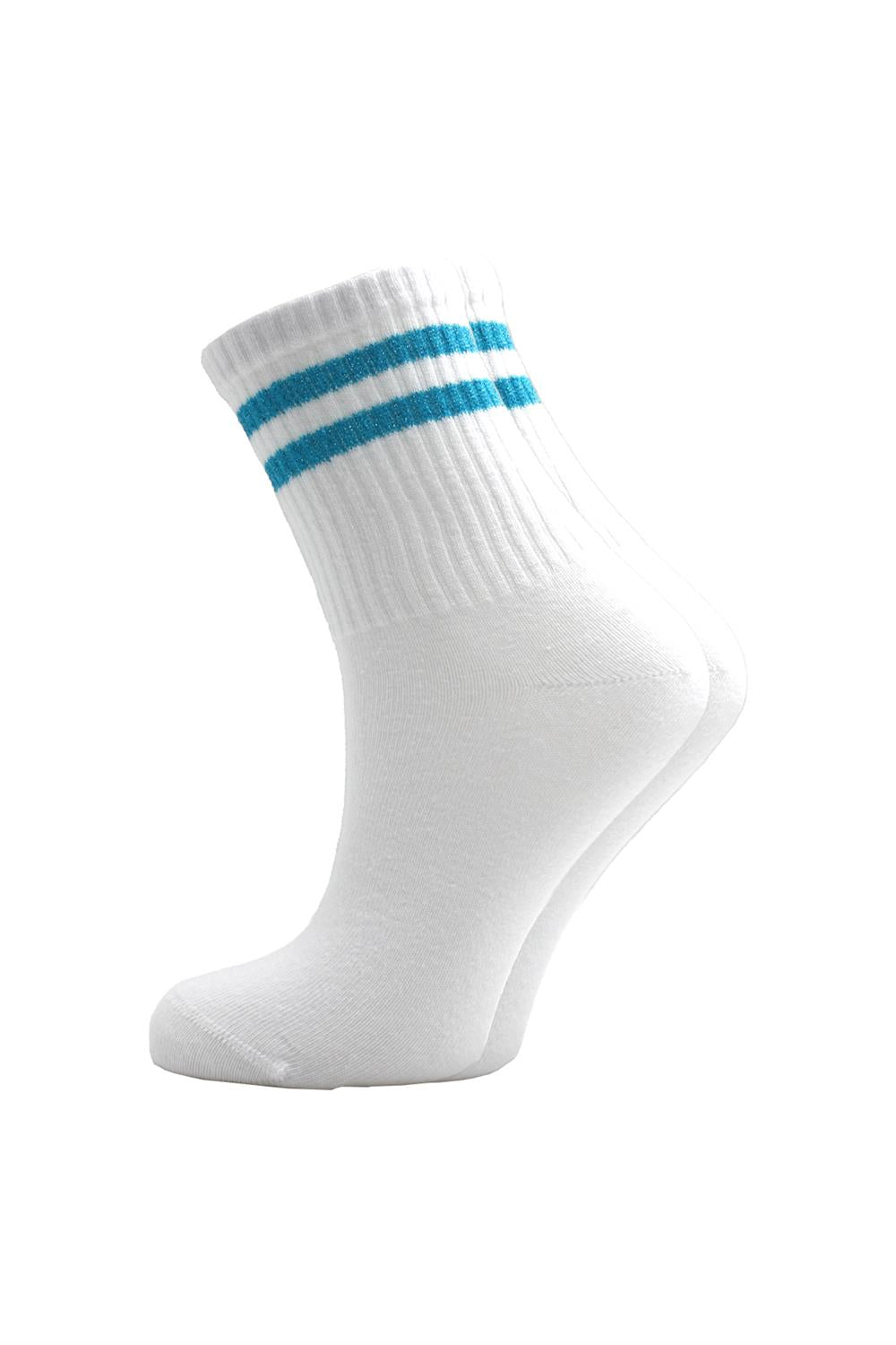 Image of Women's Colorful Striped White Ankle Tennis Socks College 4-Pack