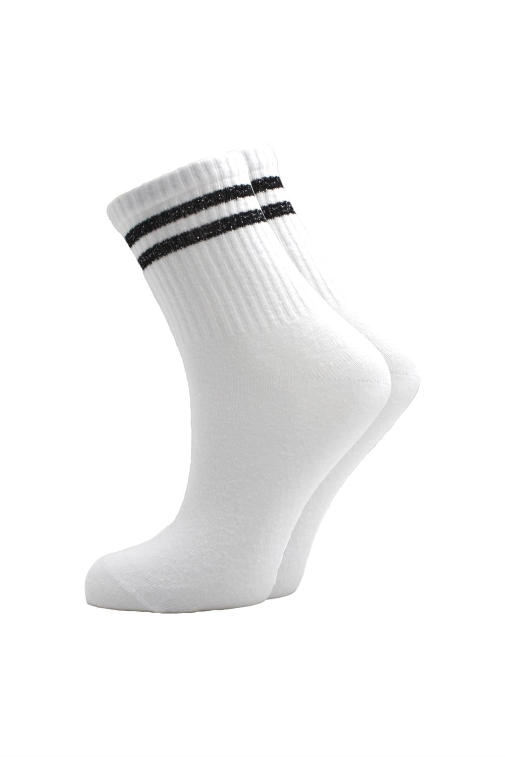 Image of Women's Colorful Striped White Ankle Tennis Socks College 4-Pack
