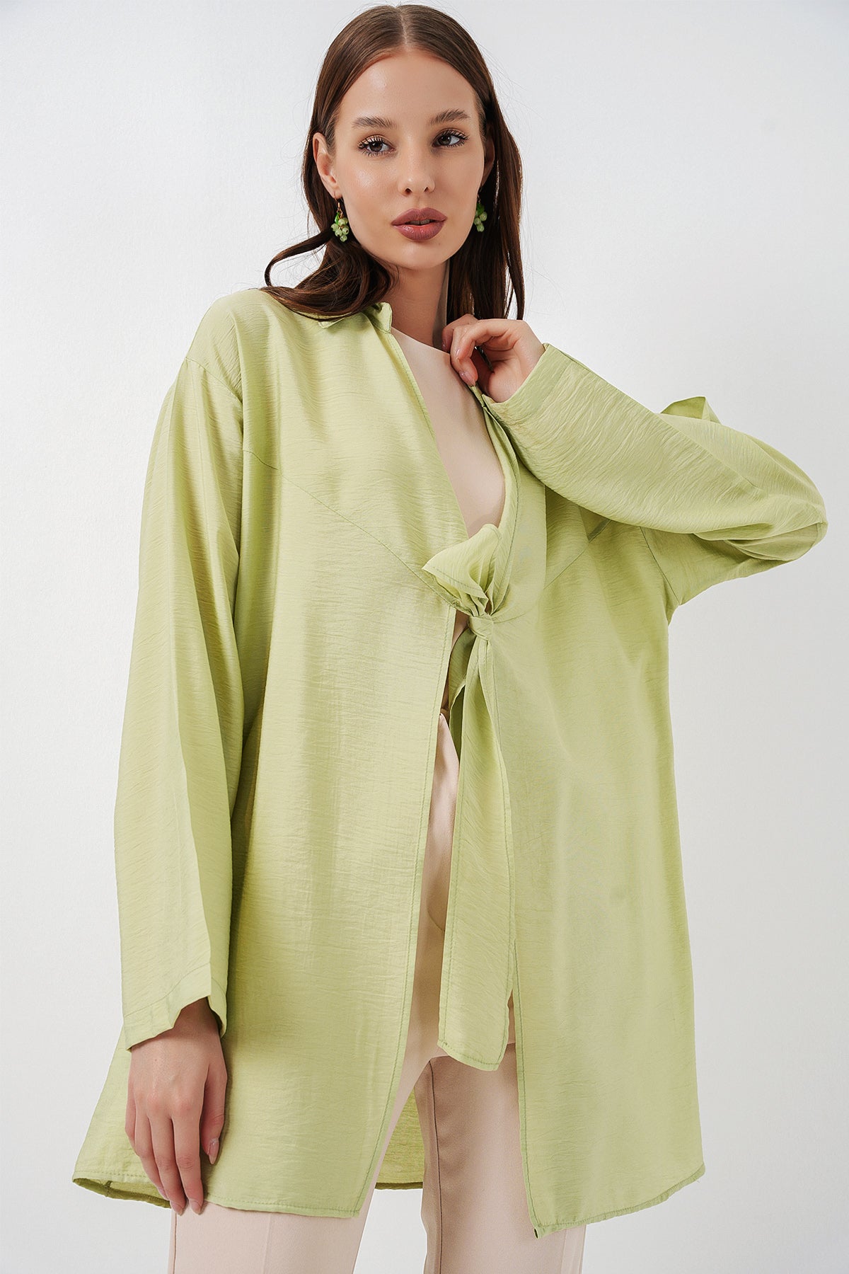 Image of Kadın Salaş Bağcıklı Kimono 5981 - E.Yeşil