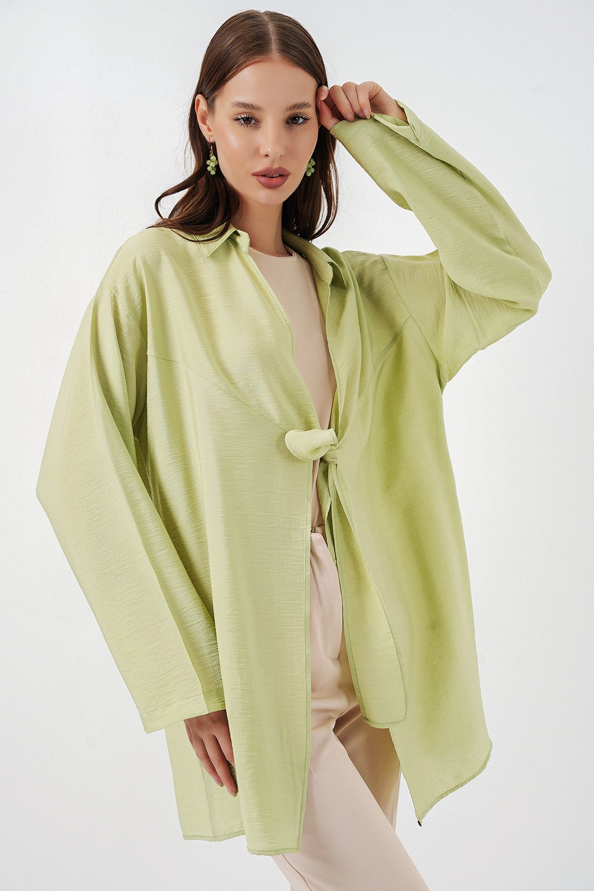 Image of Kadın Salaş Bağcıklı Kimono 5981 - E.Yeşil