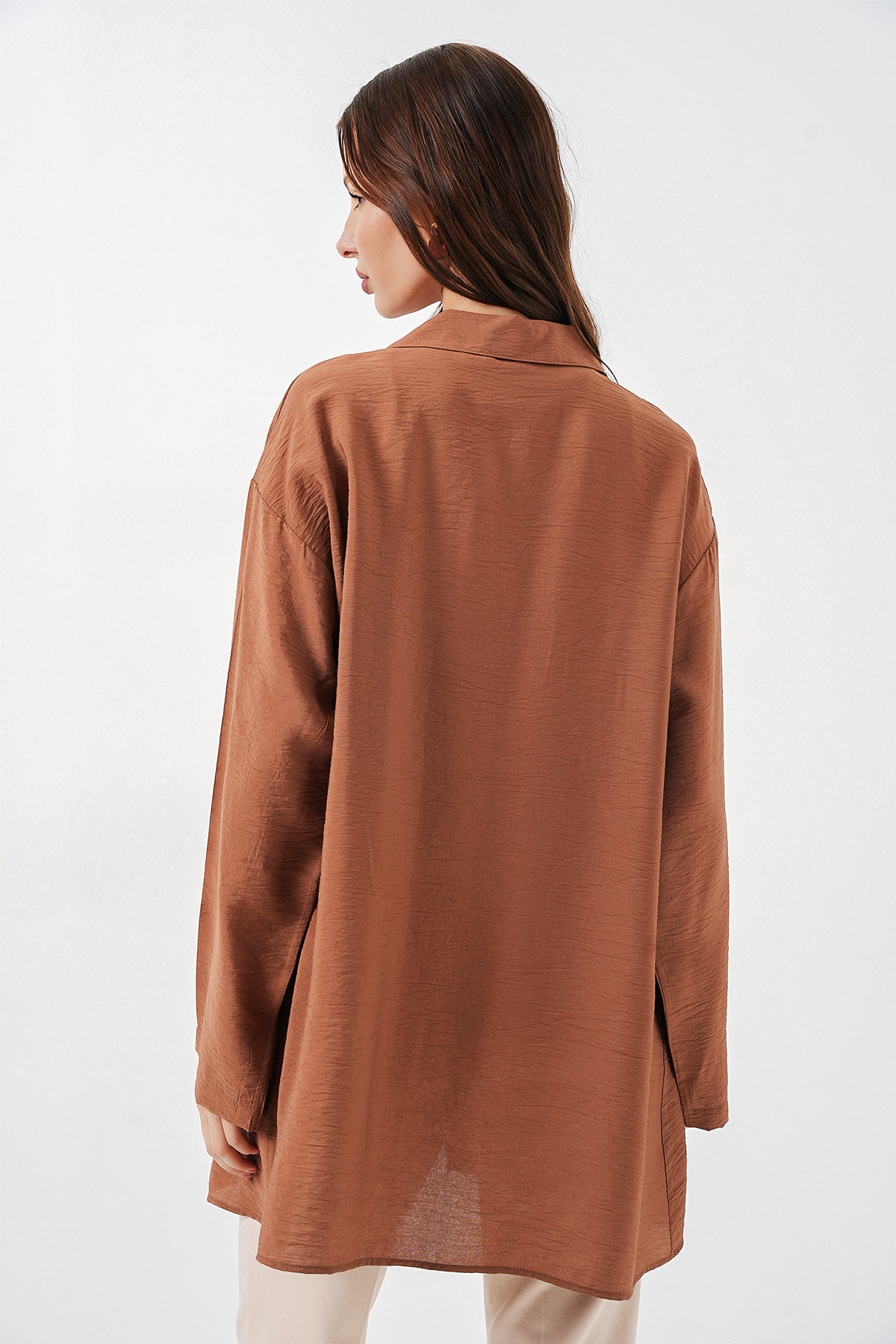Image of Kadın Salaş Bağcıklı Kimono 5981 - Taba