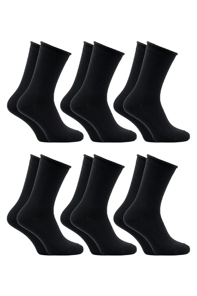 Image of Women's Black Diabetic Ankle Socks (6-Pack)