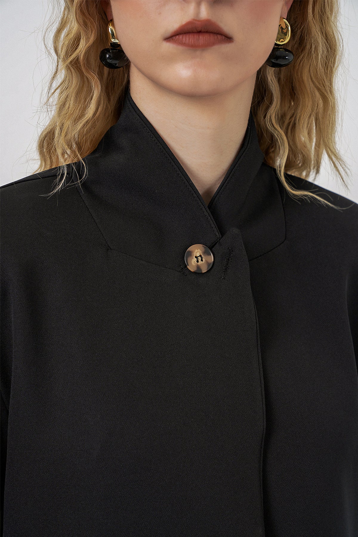Image of Kadın Tek Düğmeli Oversize Blazer Ceket 0749 - Siyah