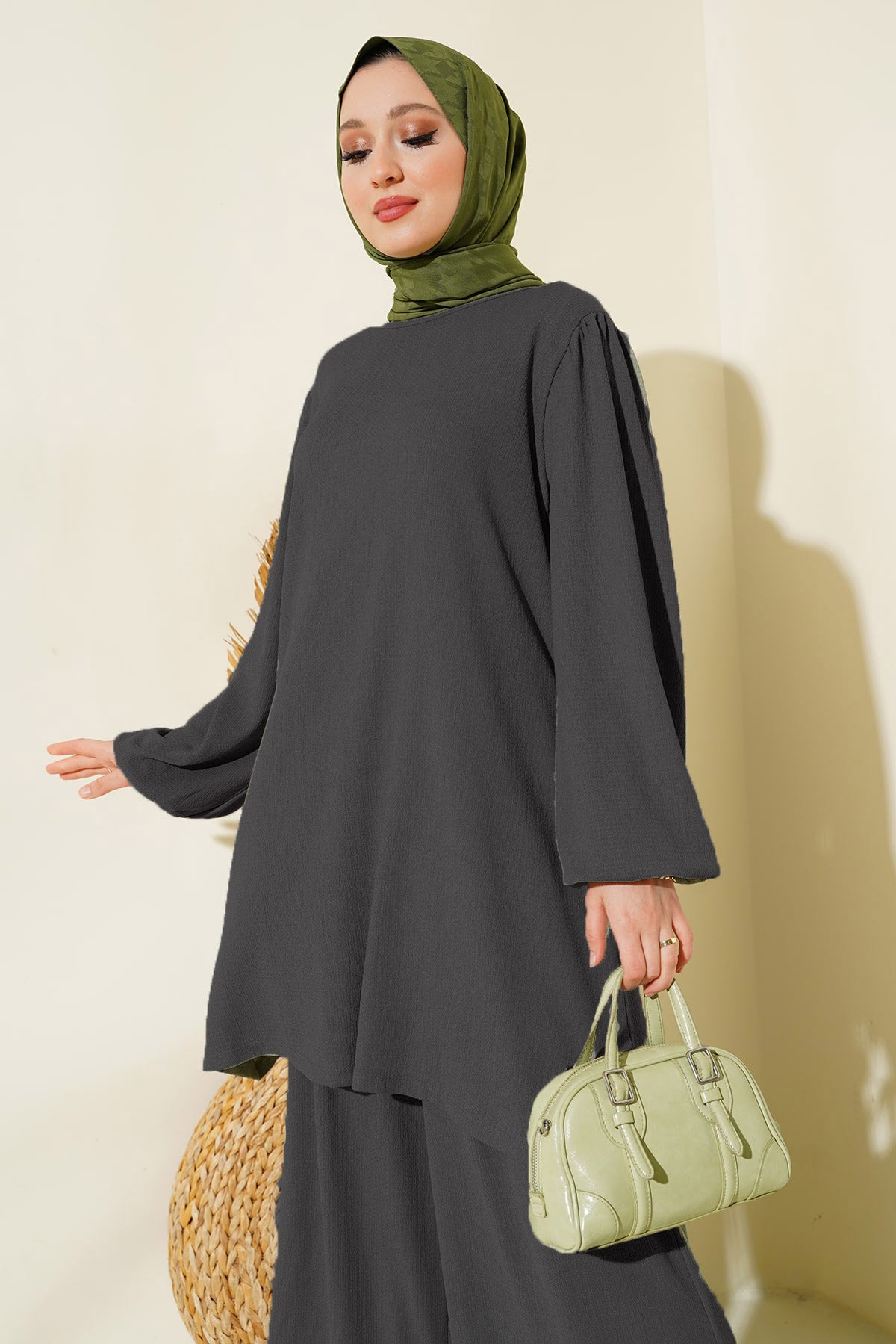 Image of Kadın Tunik Pantolon Alt Üst Takım 6663 - Antrasit