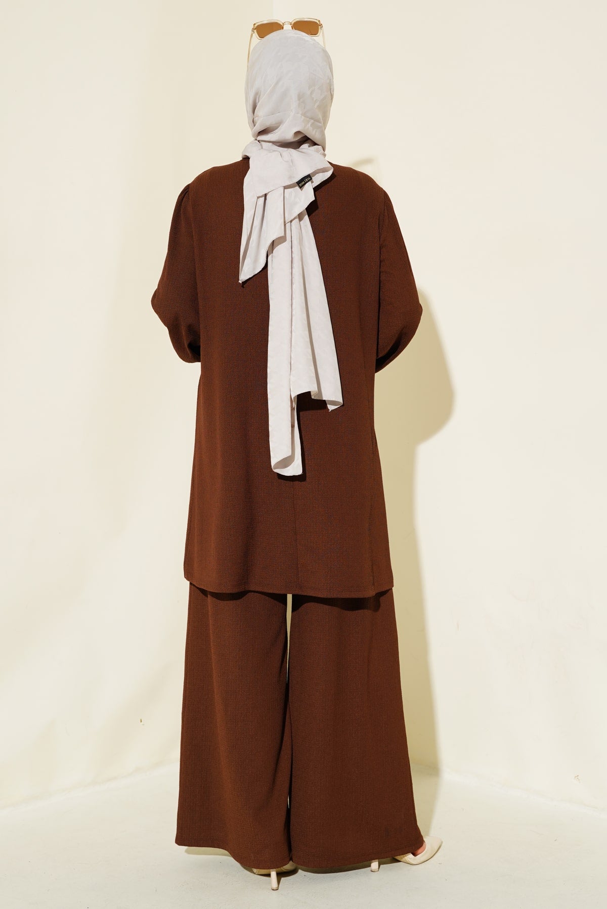 Image of Kadın Kahverengi Tunik Pantolon Alt Üst Takım 6663