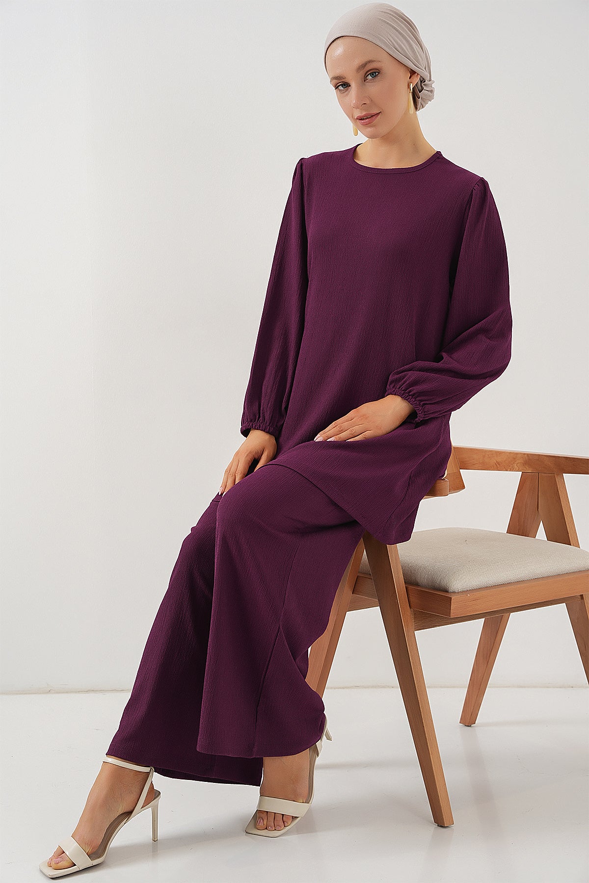 Image of Kadın Tunik Pantolon Alt Üst Takım 6663 - Mor
