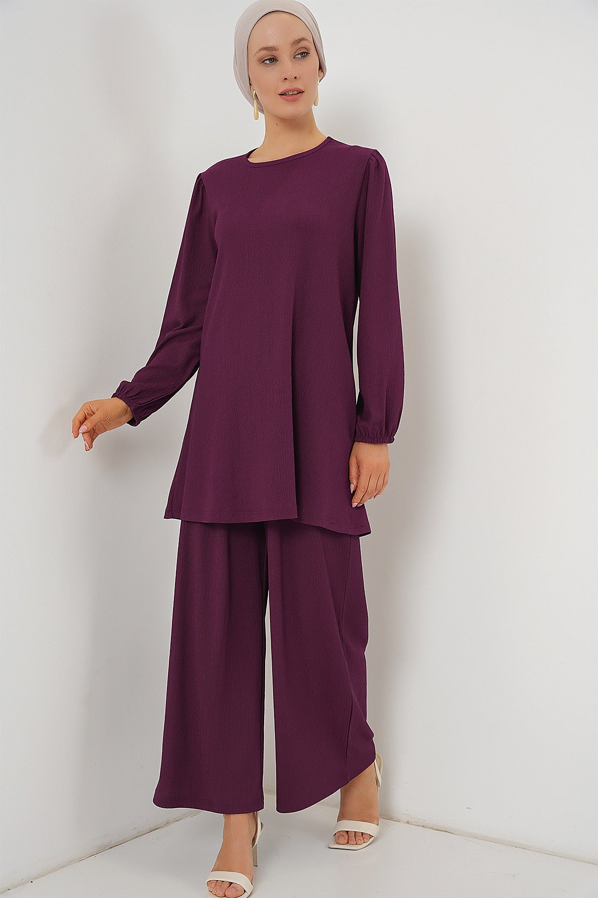 Image of Kadın Tunik Pantolon Alt Üst Takım 6663 - Mor