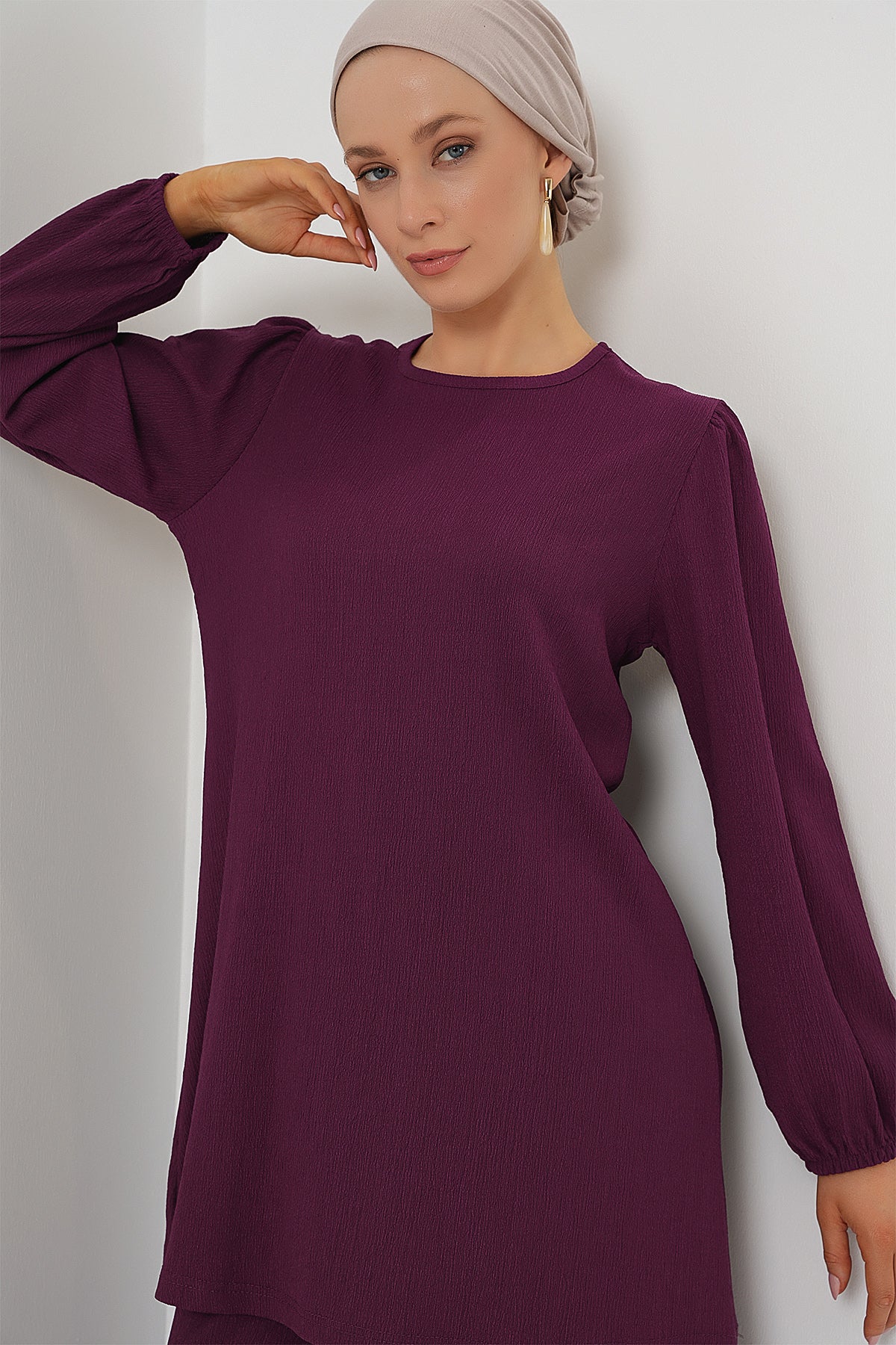 Image of Kadın Tunik Pantolon Alt Üst Takım 6663 - Mor