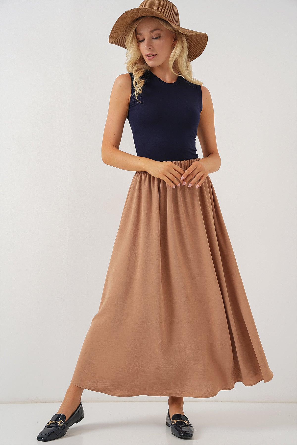 Image of Fustă lungă Ayrobin pentru femei 8050 - Camel